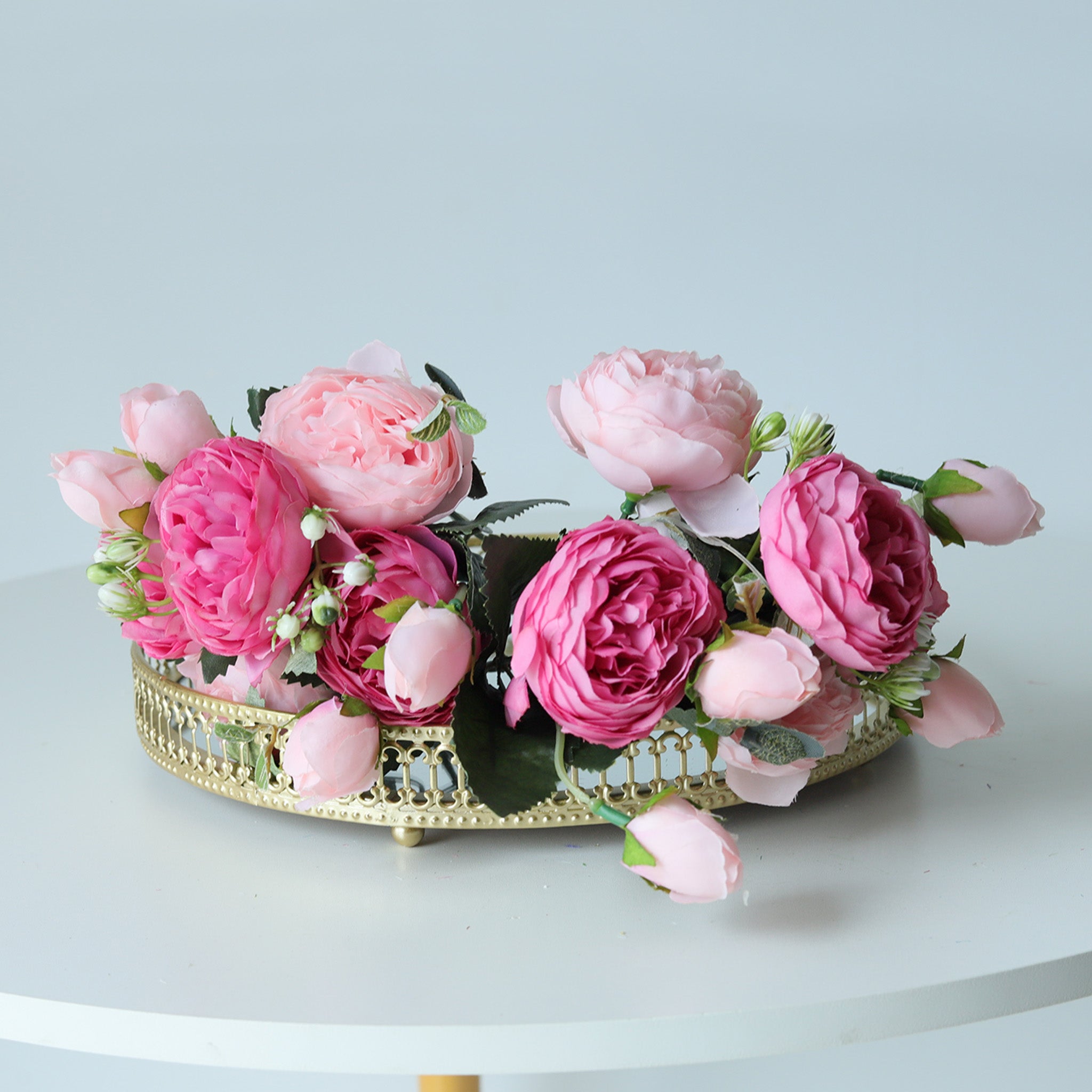 Small Silk Peony Bouquet Fake Flowers Bunches for Wedding
