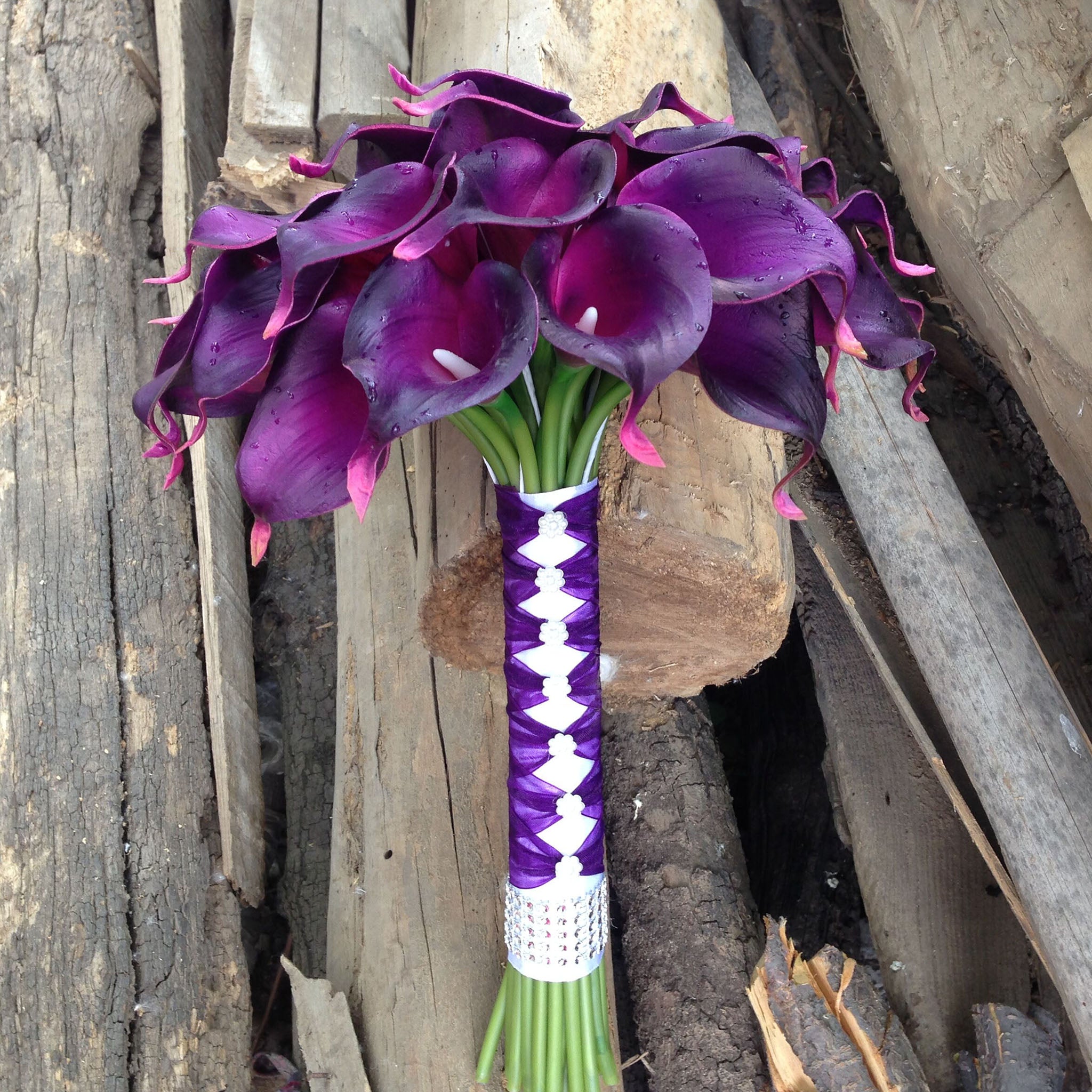Purple Wedding Bouquet Calla Lily Bridal Bouquet
