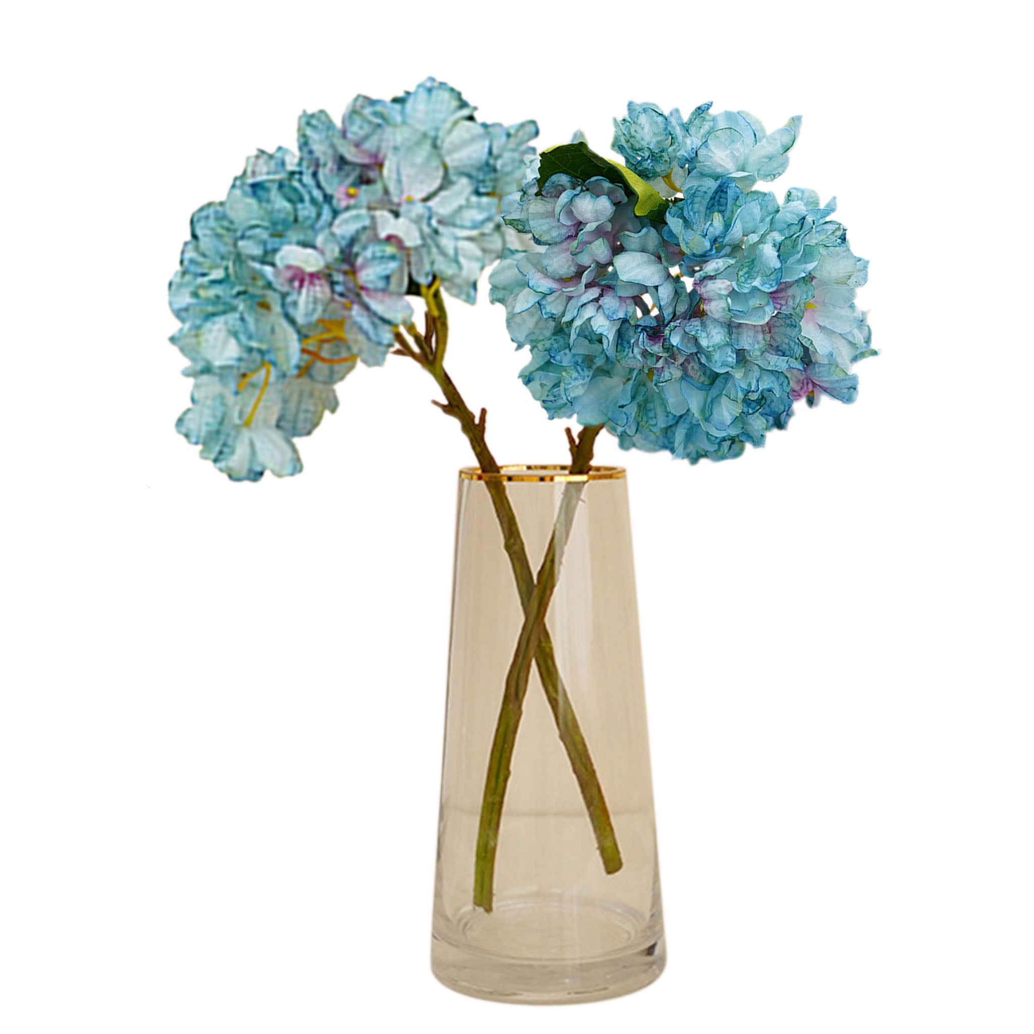 Large Hydrangea Bush Faux Flowers Short Stem