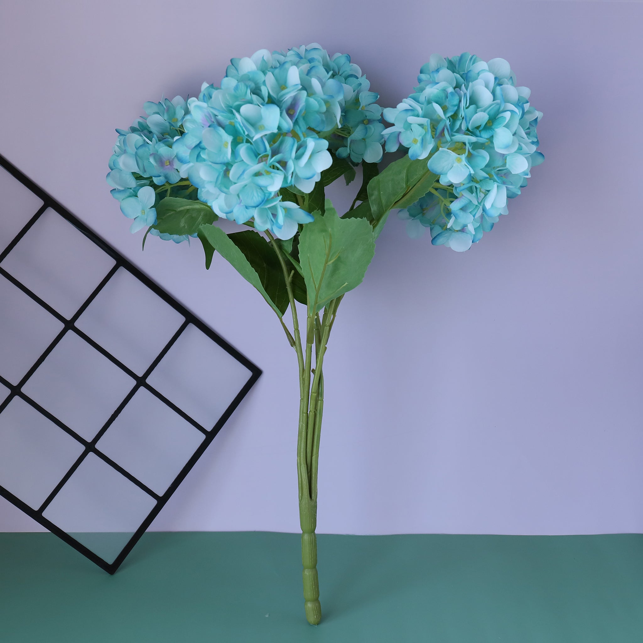 Fake Hydrangea Bush White Blue Teal Spa