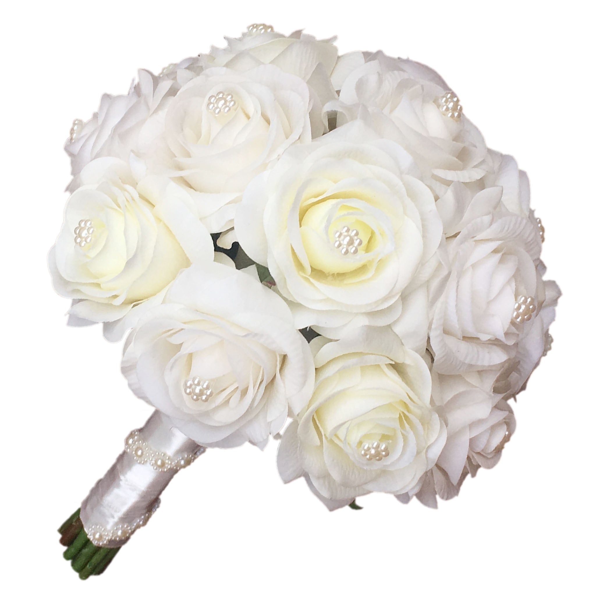 Groom Boutonniere Cream White Roses Flower Wedding Bouquet Bridal
