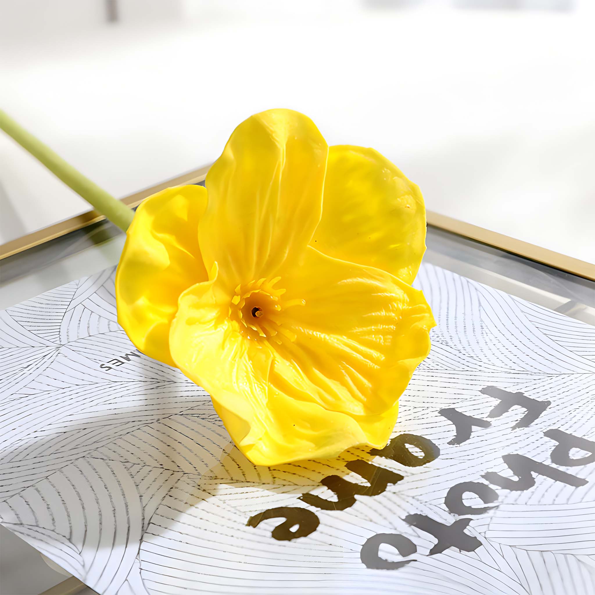 Yellow Poppy Flowers Artificial PU Poppies 10 Stems