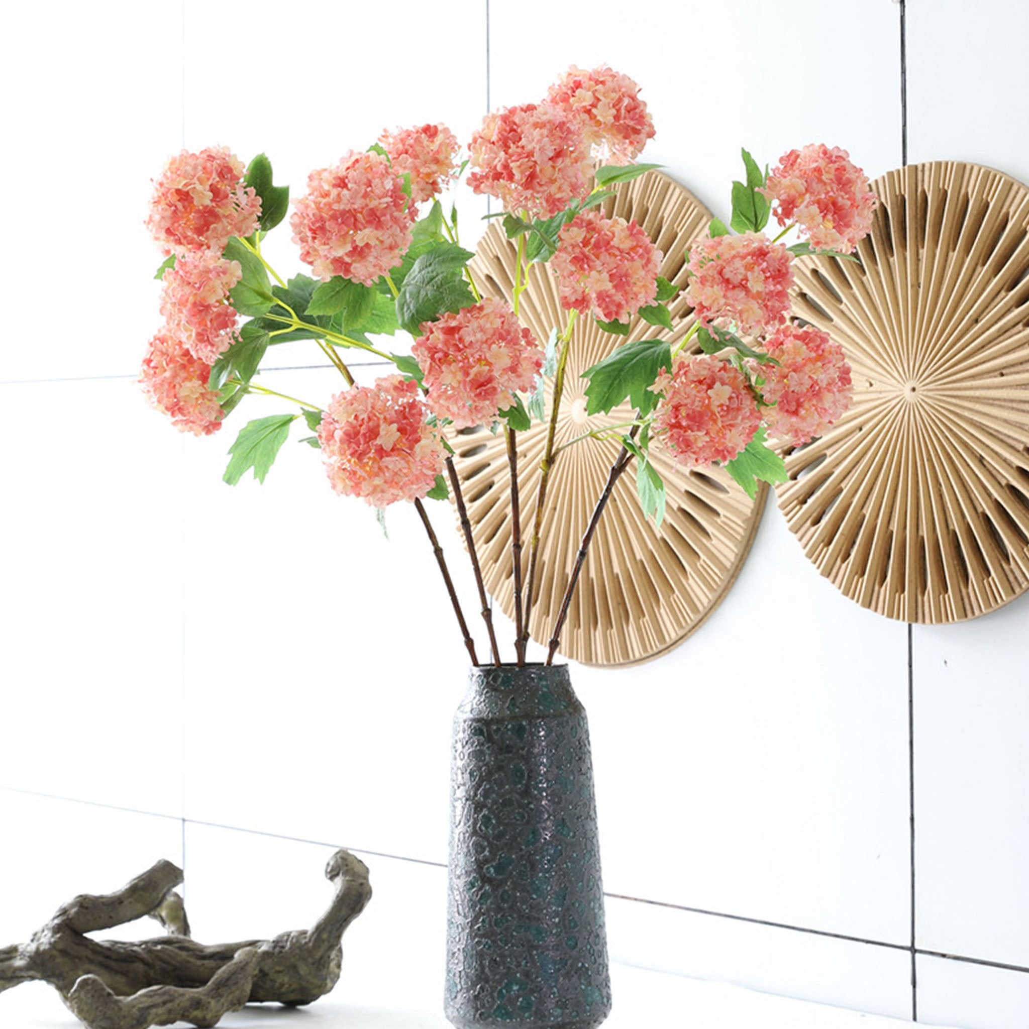 Fake Hydreangea Snowball Flower Spray 32"