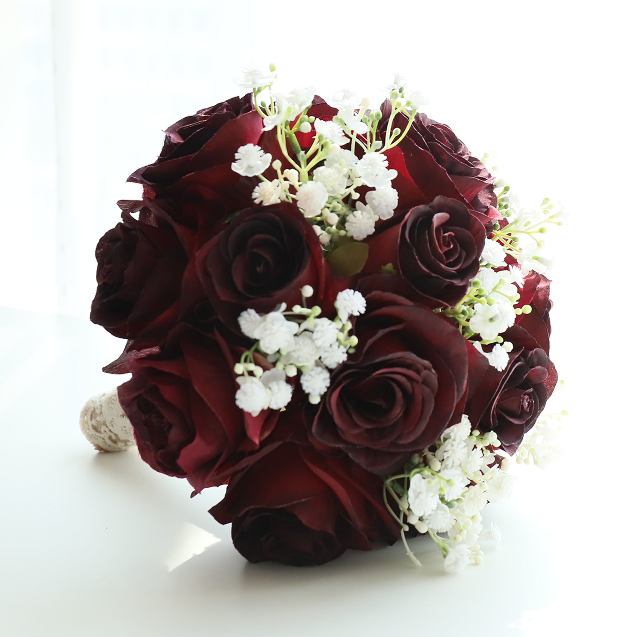 Burgundy Rose Flower Fall Wedding Bouquet