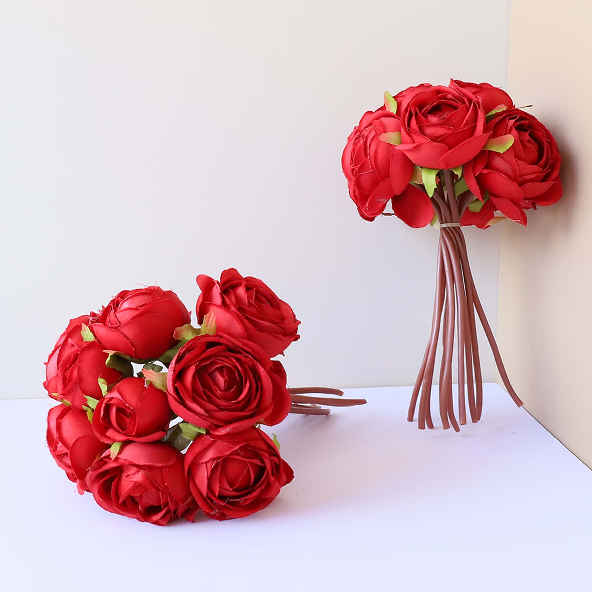 Silk Tea Roses Small Peony Wedding Flowers Bouquet