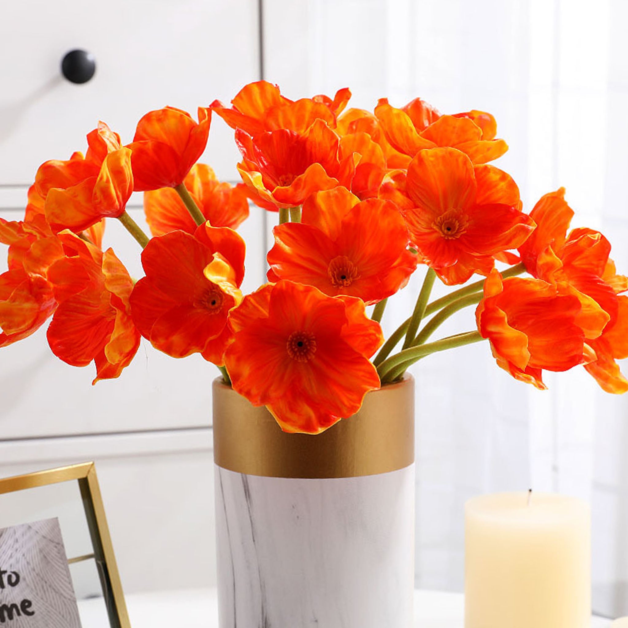 Artificial Poppy Flowers for Fall Wedding Decor Arrangement