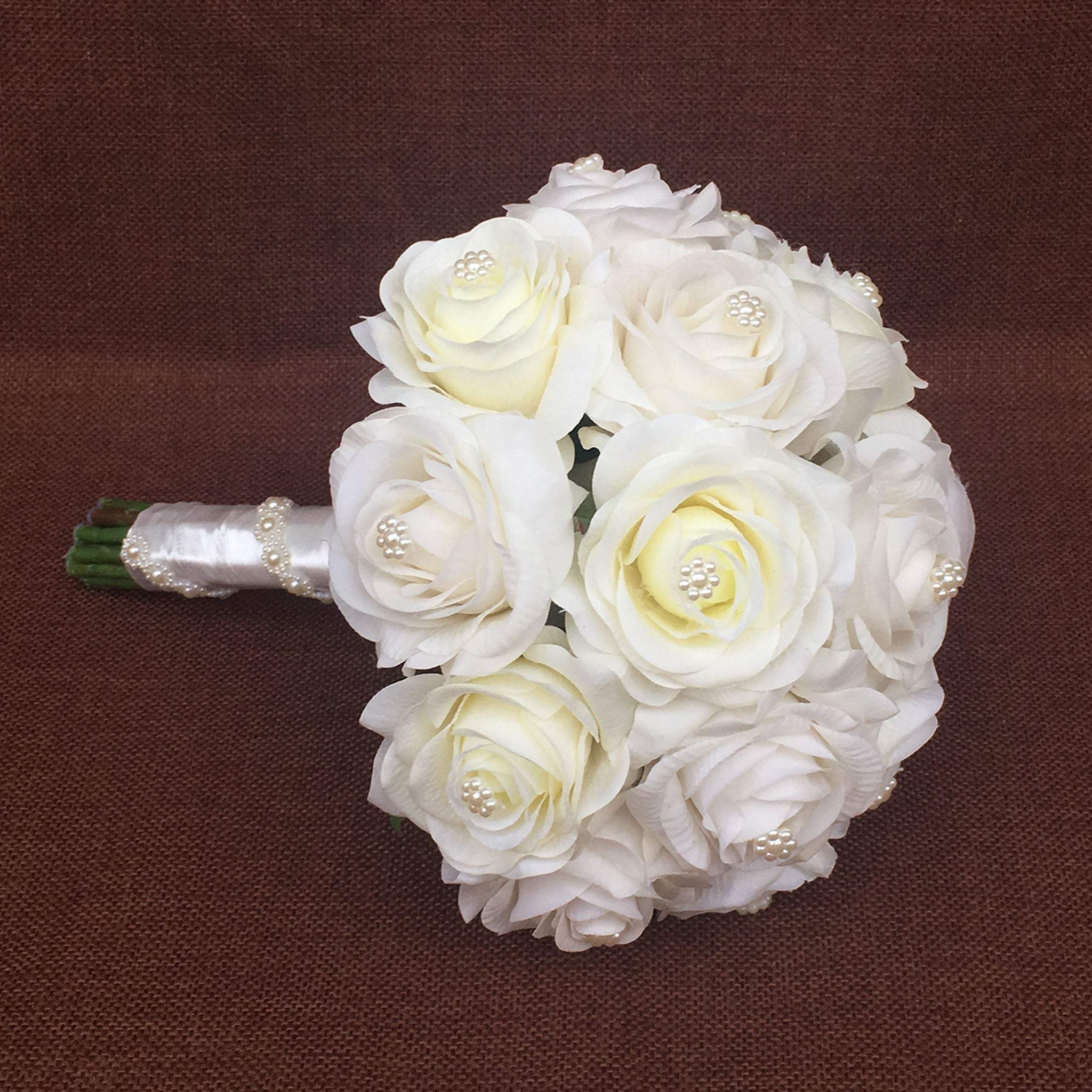 Groom Boutonniere Cream White Roses Flower Wedding Bouquet Bridal