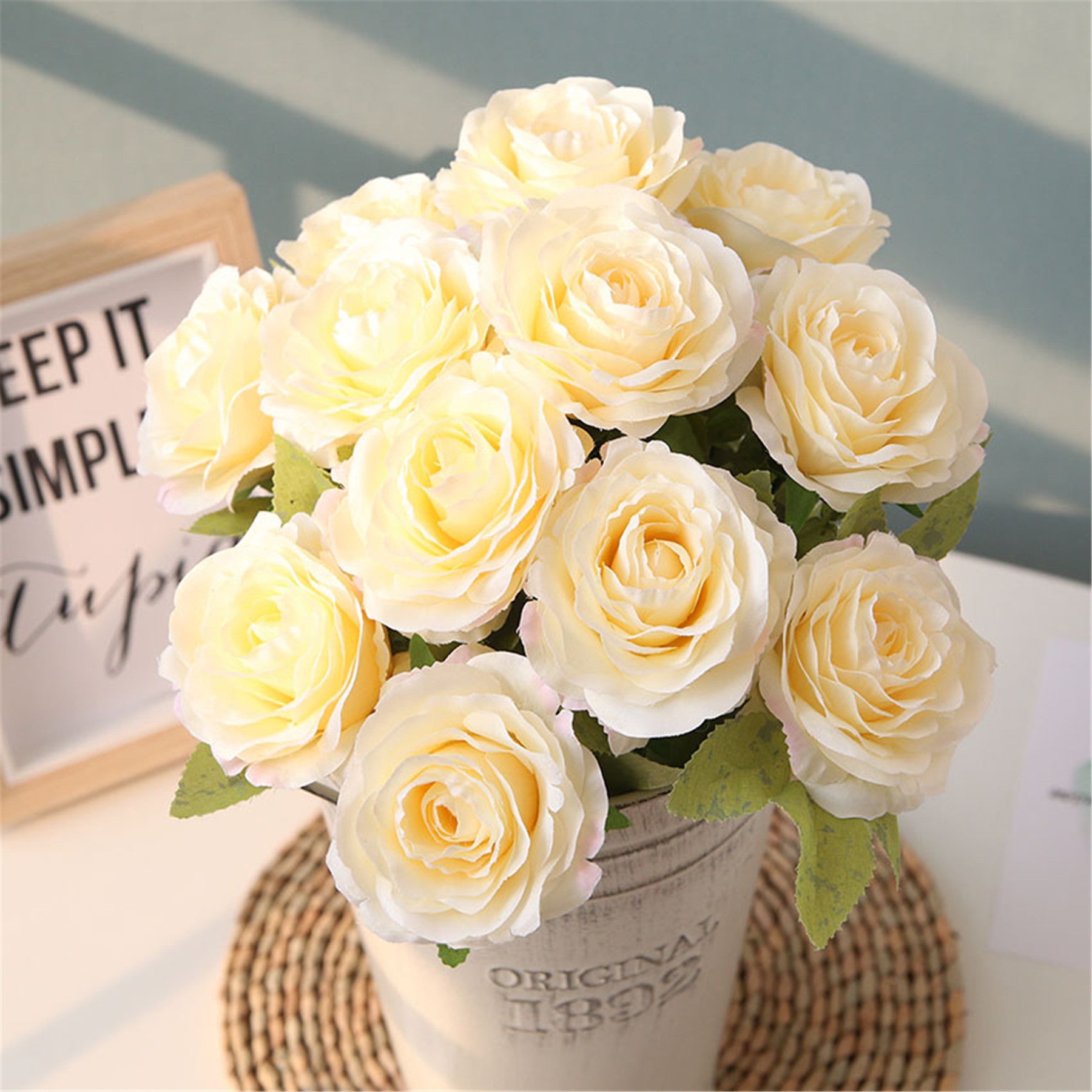 Silk Wedding Flowers Dusty Pink Cream Rose Bunches