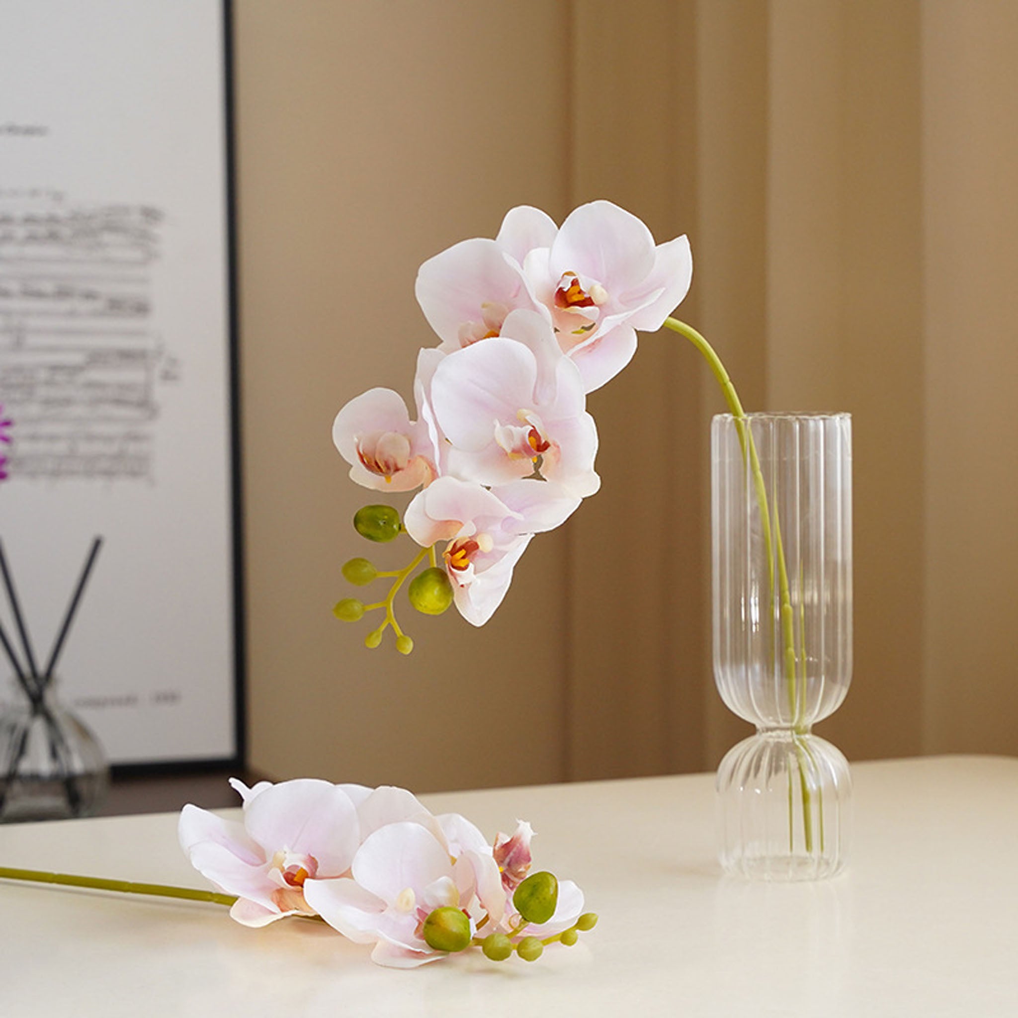 Small Artificial Orchid Flower Stem 18 inch