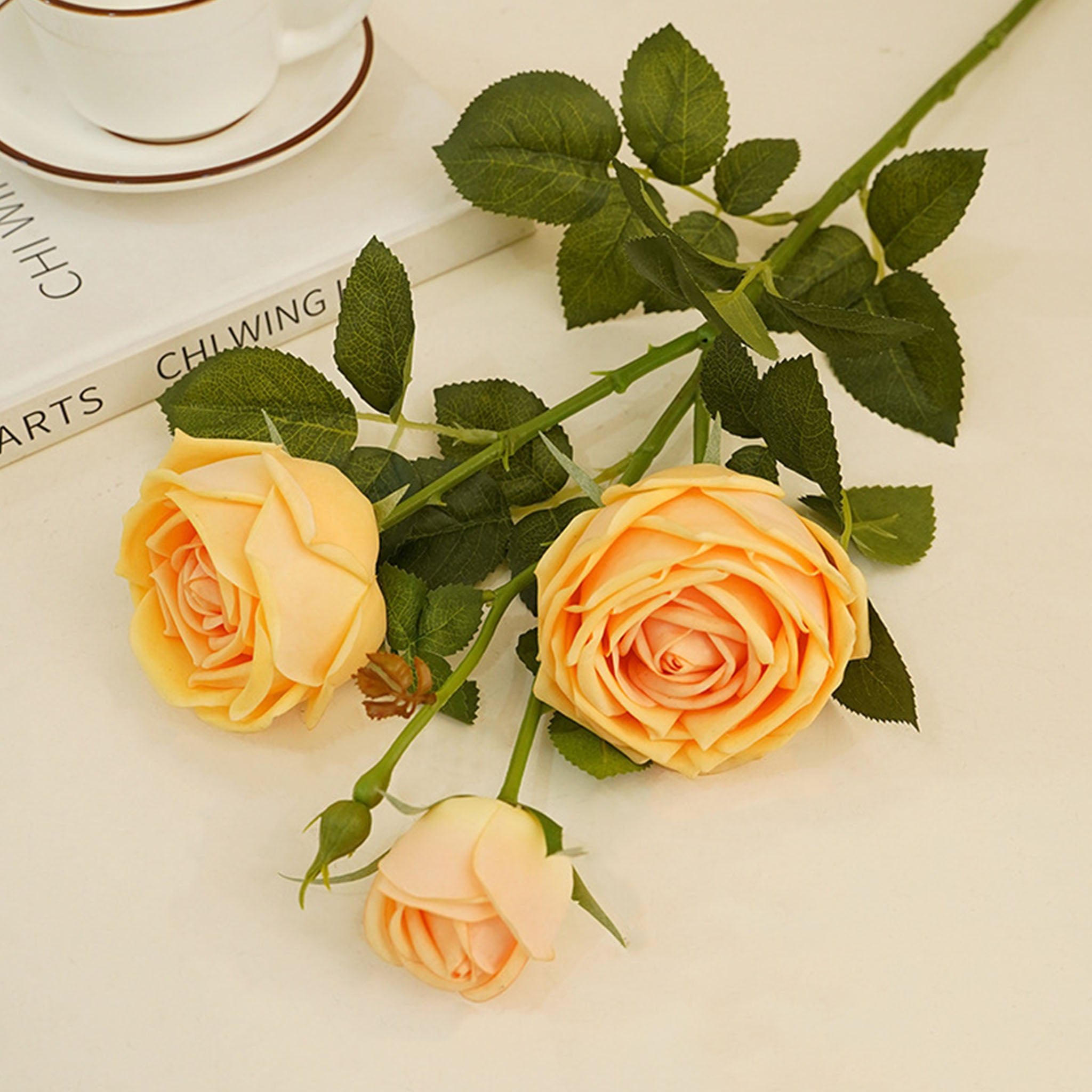 Real Touch Cabbage Roses Realistic Spray Flowers