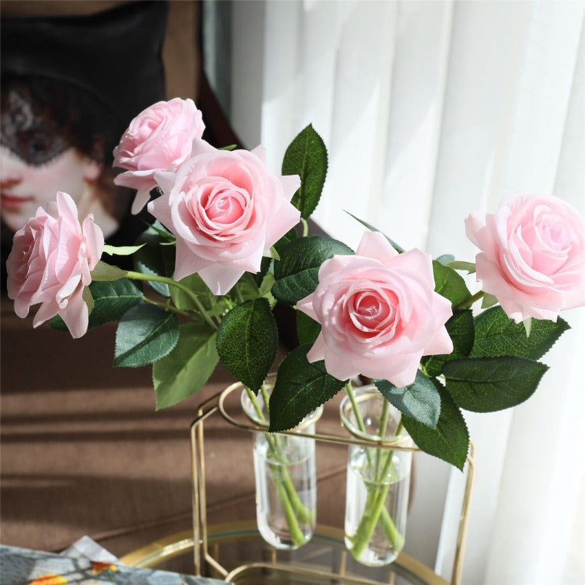 Latex Roses Silk Flowers Artificial 10 Stems for Home Decor