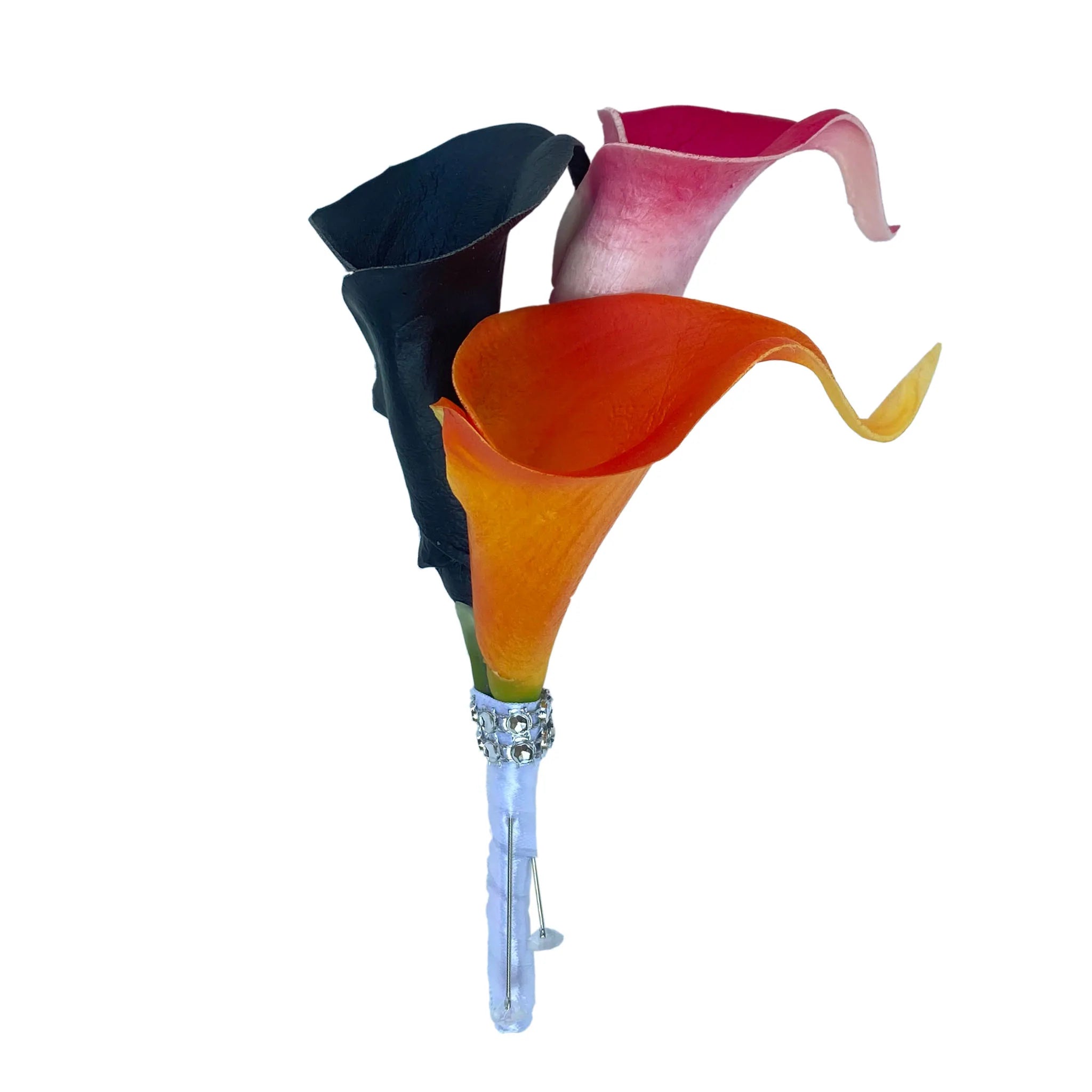 Calla Lily Cascade Bouquet for Bride Orange Fuchsia