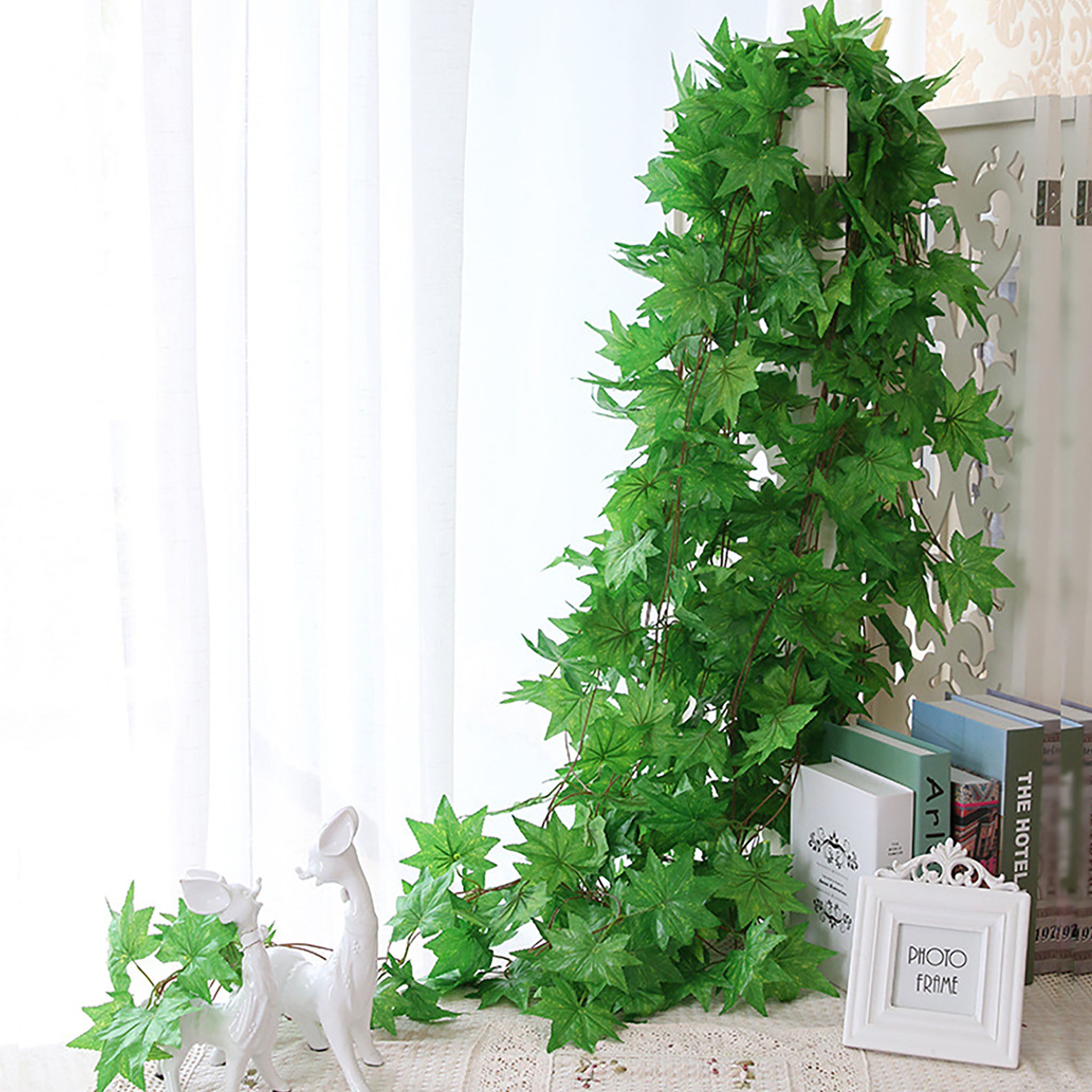Artificial Green Maple Leaf Garland for Wall Decor
