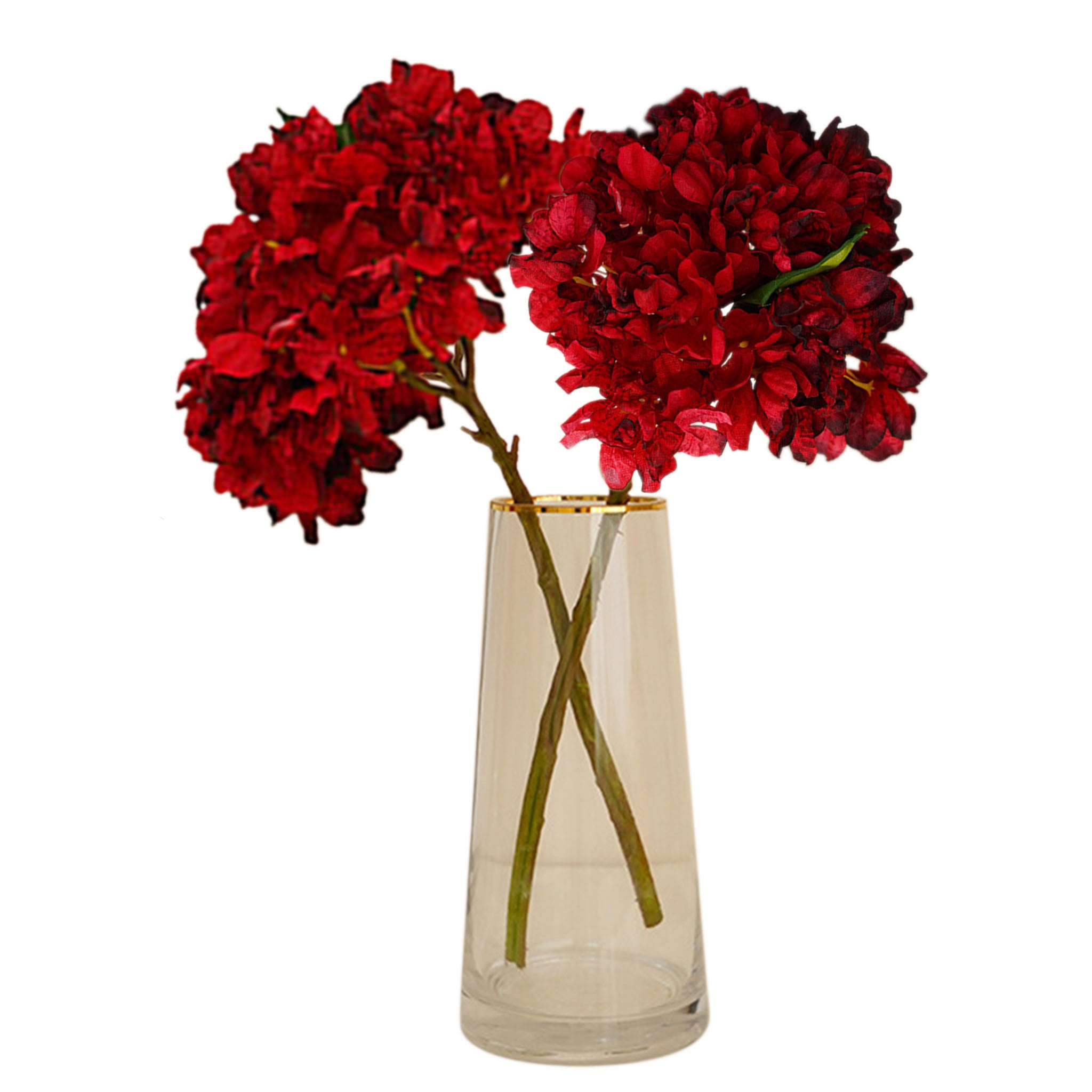Large Hydrangea Bush Faux Flowers Short Stem