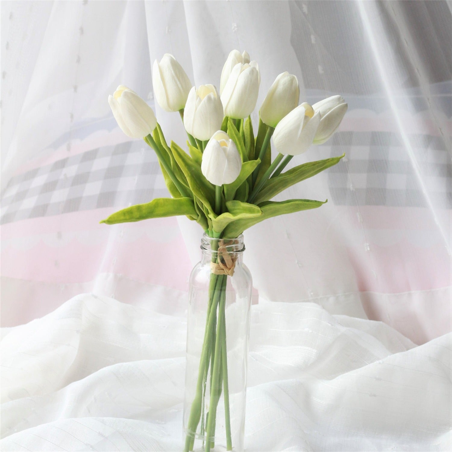 White Tulips Artificial Flowers for Wedding Bouquets DIY