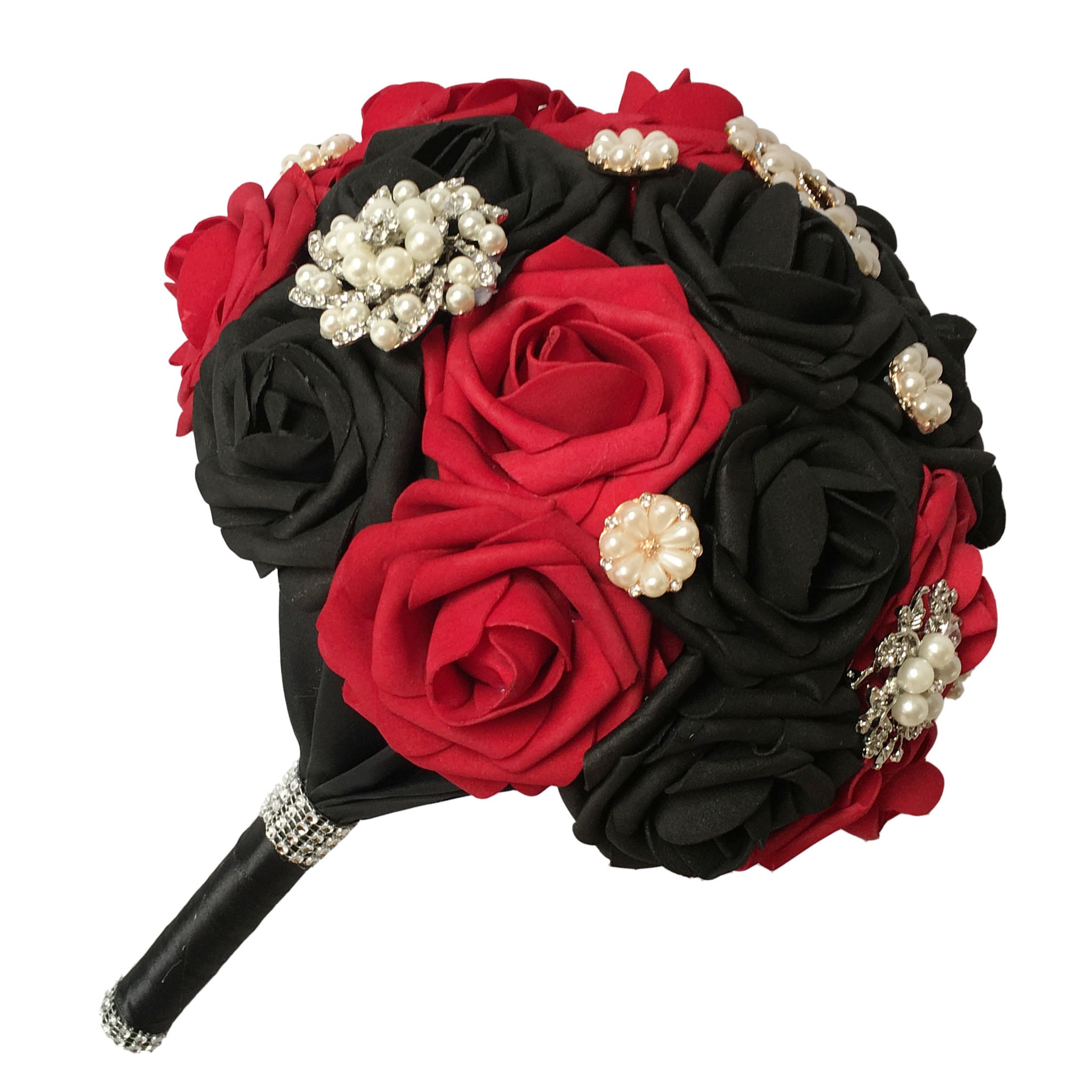 Dark Red White Black Roses Artificial Flower Bouquet