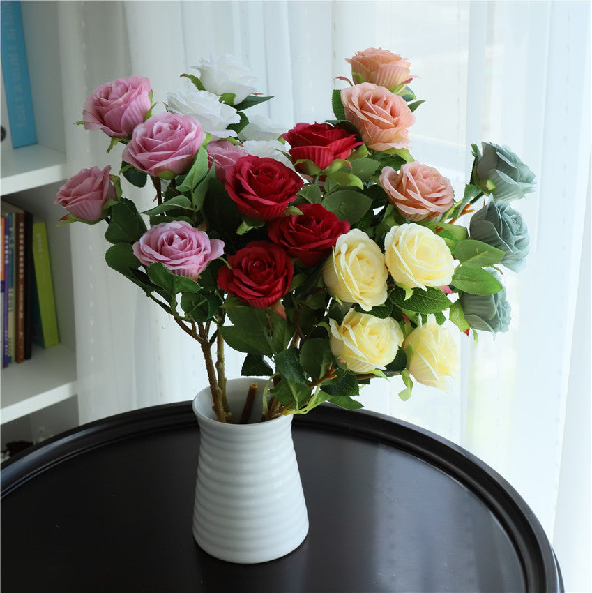 Spray Roses Silk Artificial Flowers 22 inch Tall