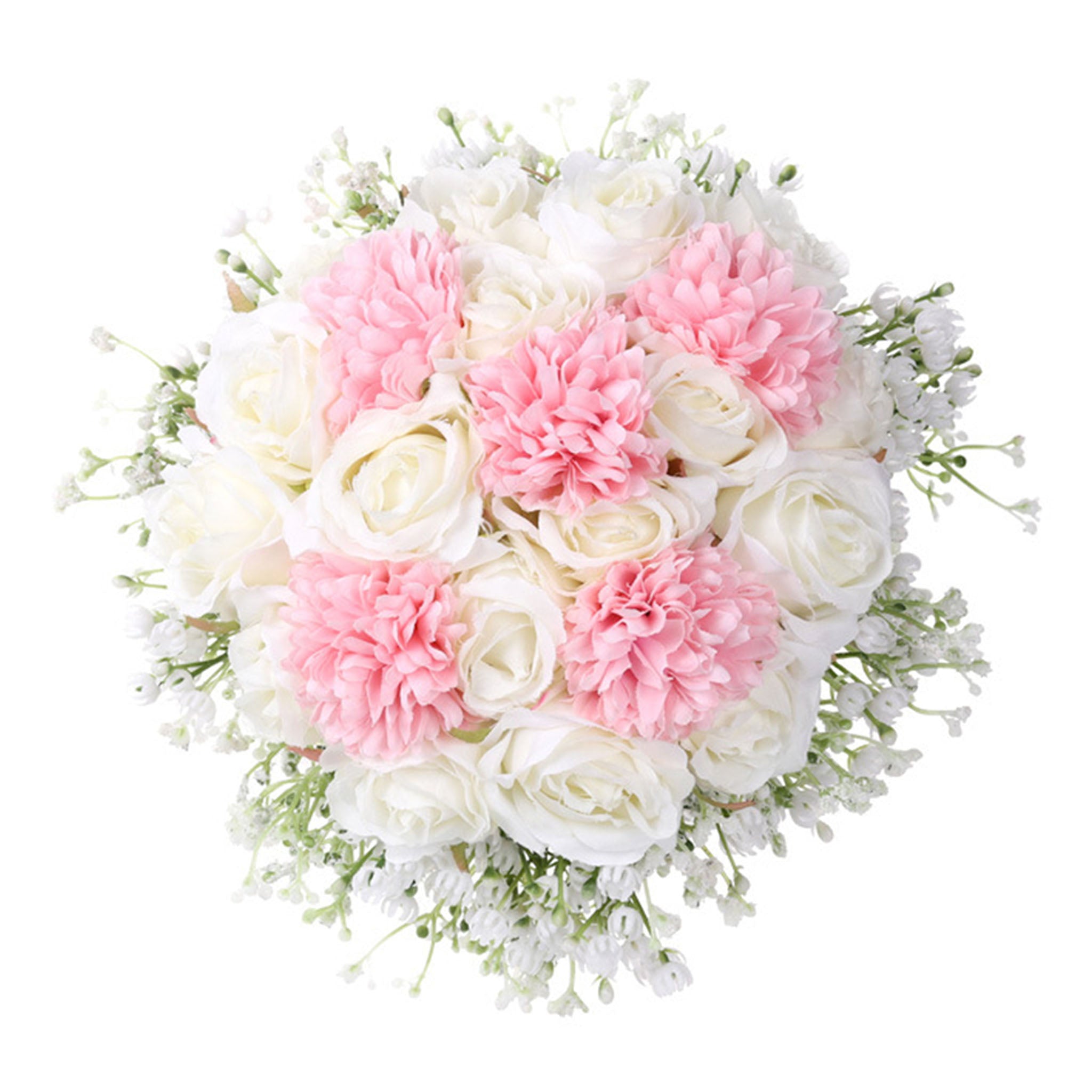 White and Pink Silk Flower Bouquet for Spring Summer Wedding