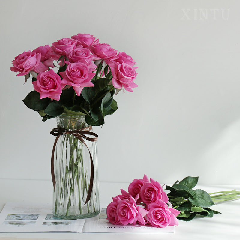Latex Roses Silk Flowers Artificial 10 Stems for Home Decor