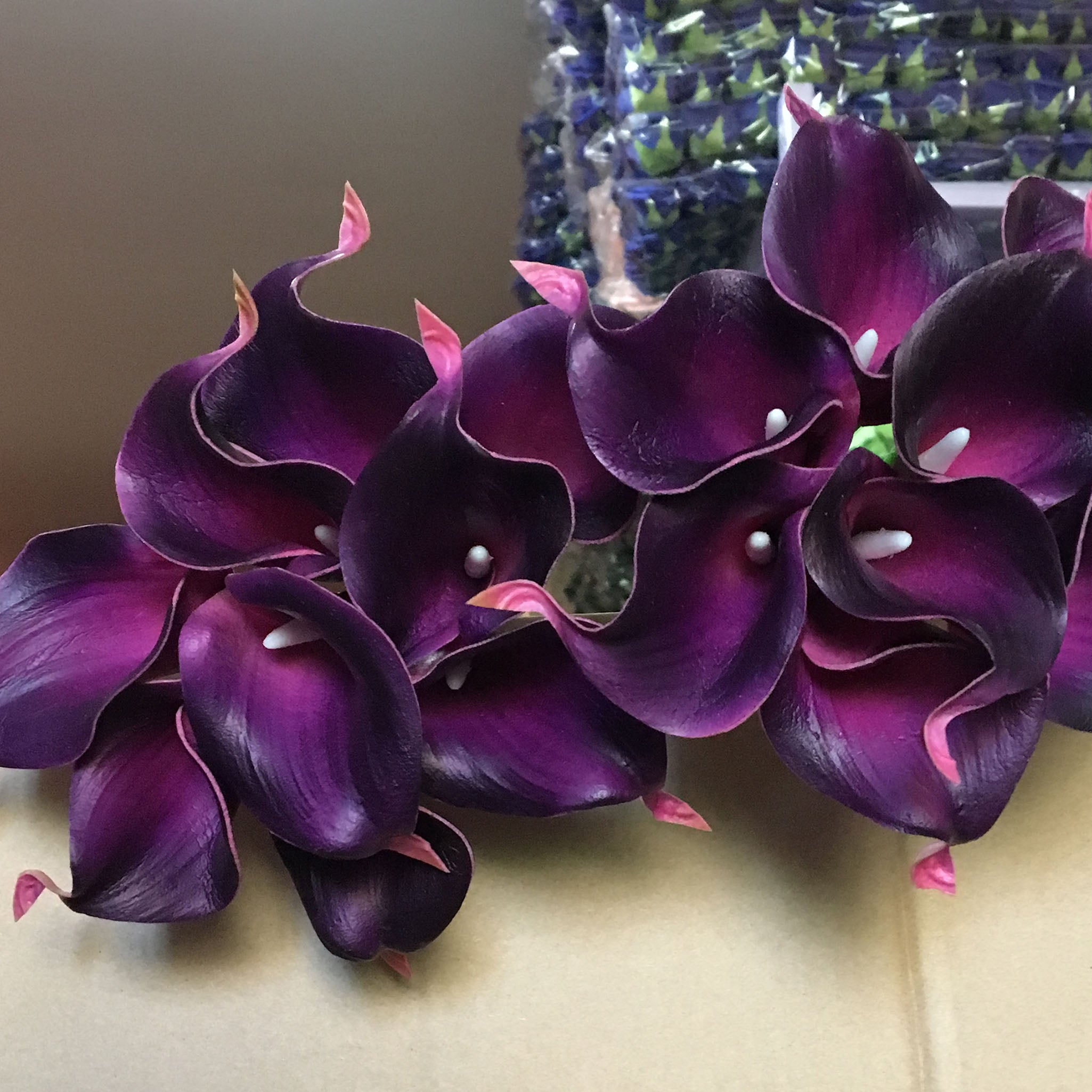 Eggplant Purple Real Touch Calla Lily Bouquet Latex