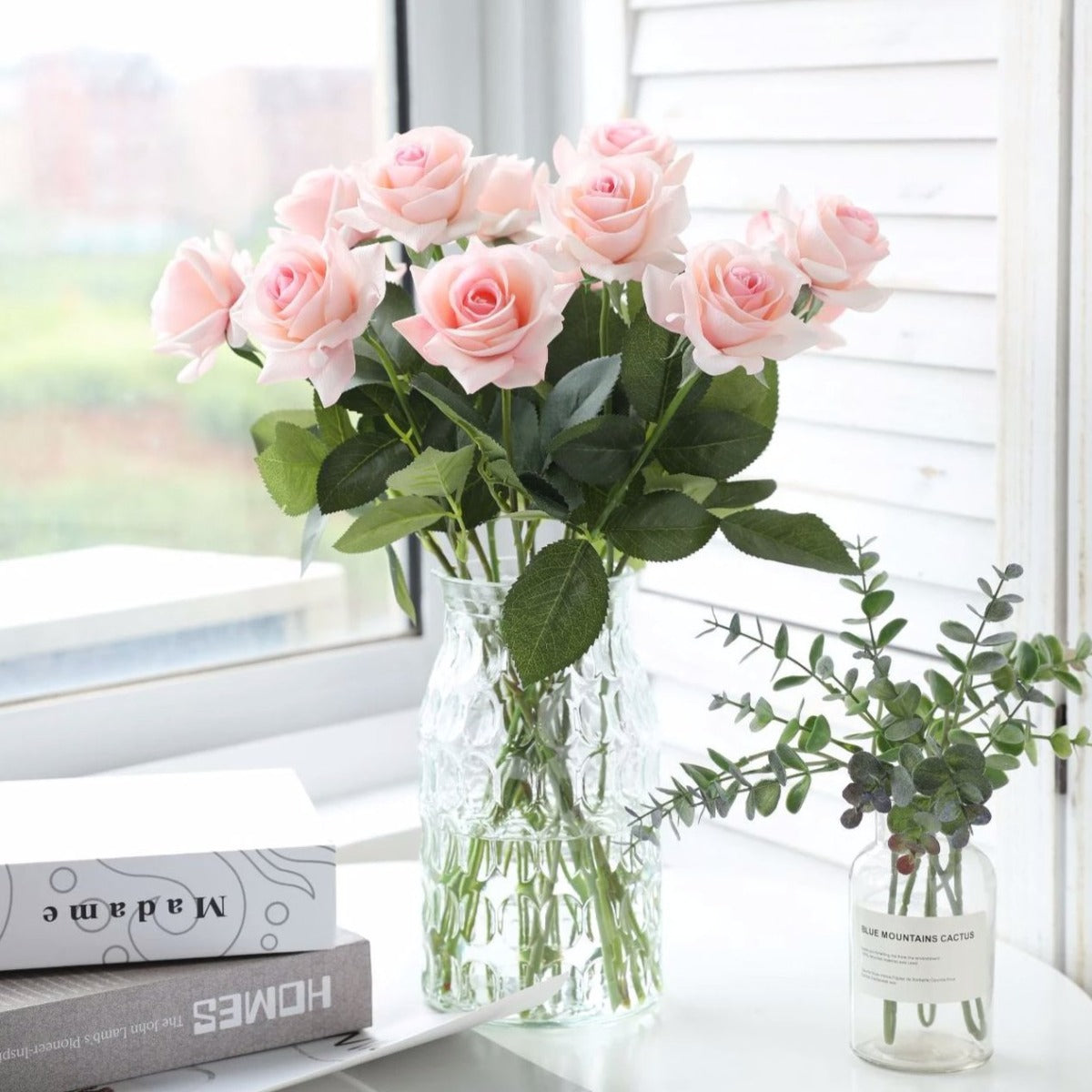 Real Touch Blush Pink Roses for Bridal Bouquet DIY Wedding Florals 10pcs