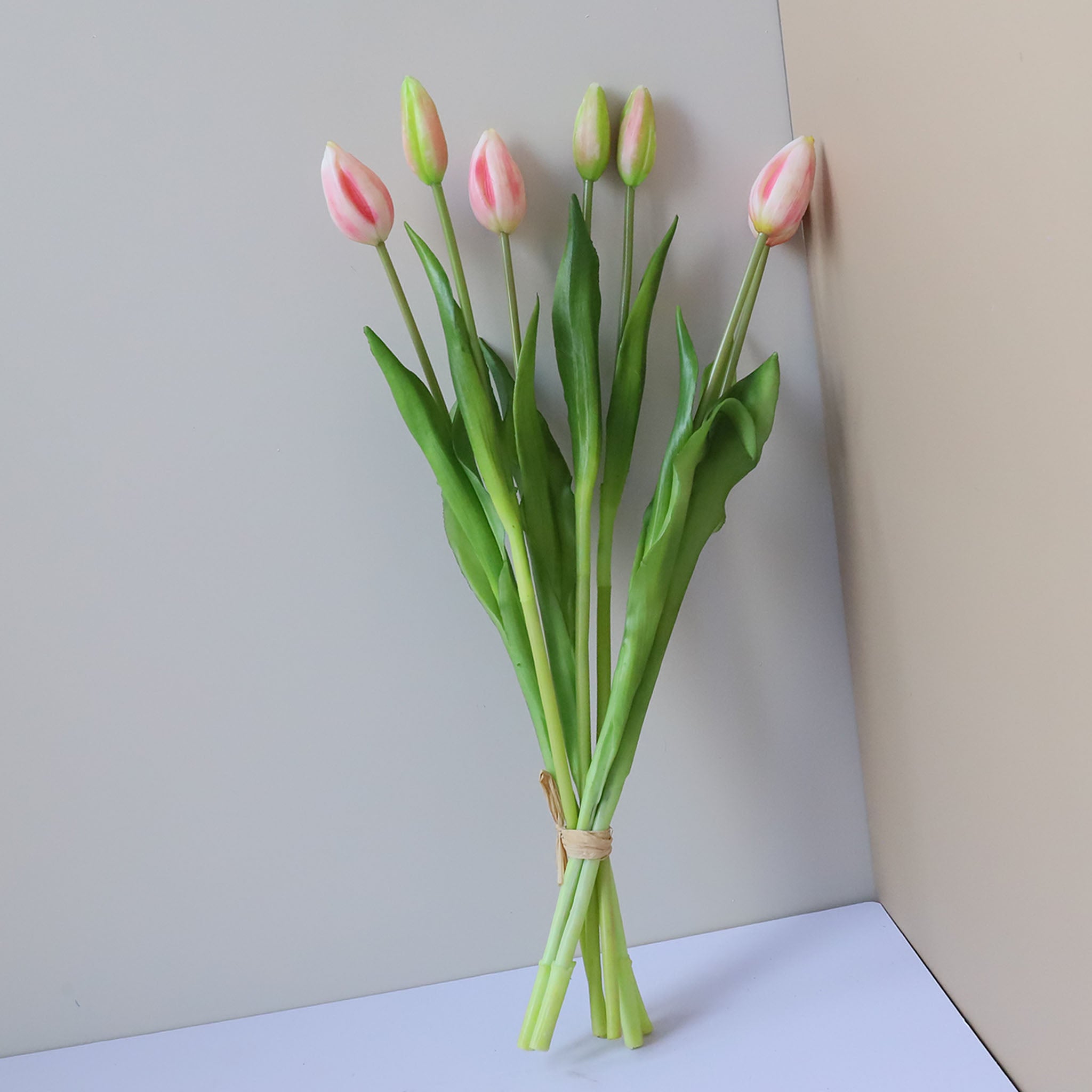 Realistic Latex Artificial Tulip Flower Bunch 17"