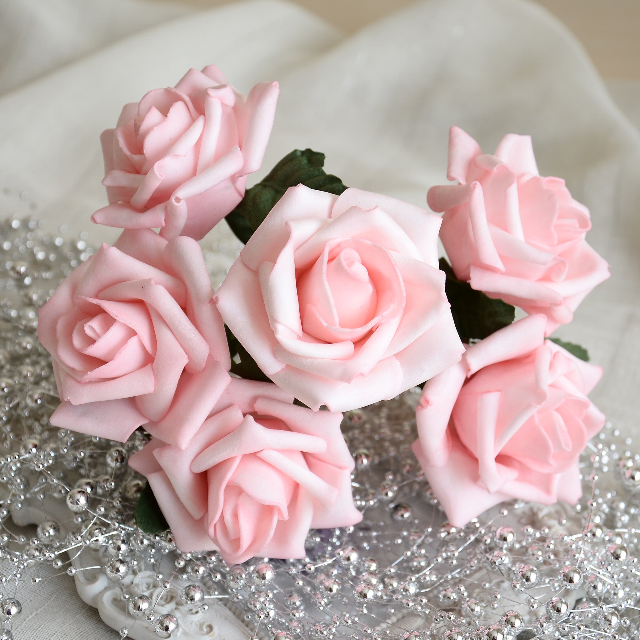 Light Pink Artificial Flowers Wedding Supplies Fake Roses