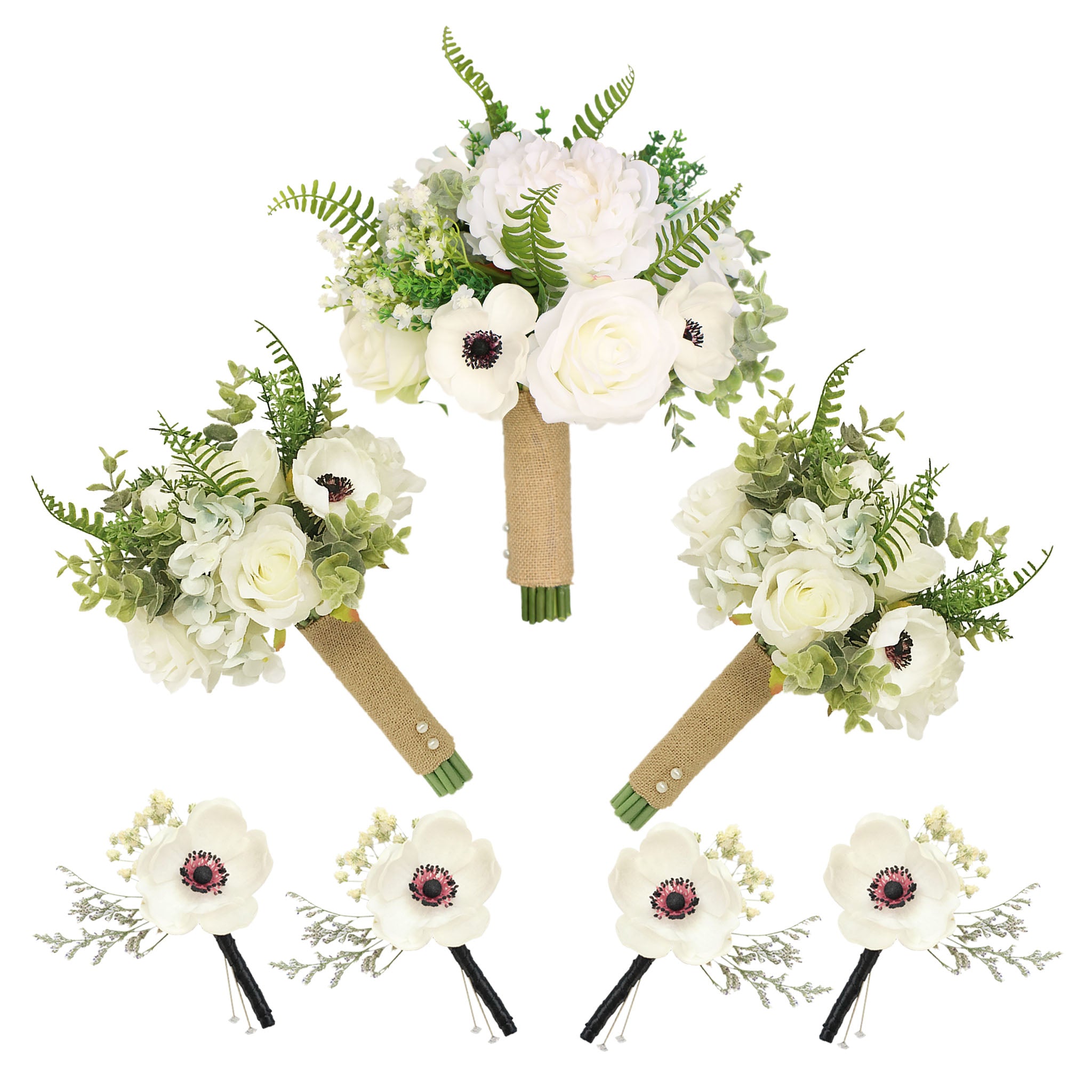 Peony Bouquet Boho Wedding Bridal Bouquet Anemones Corsage