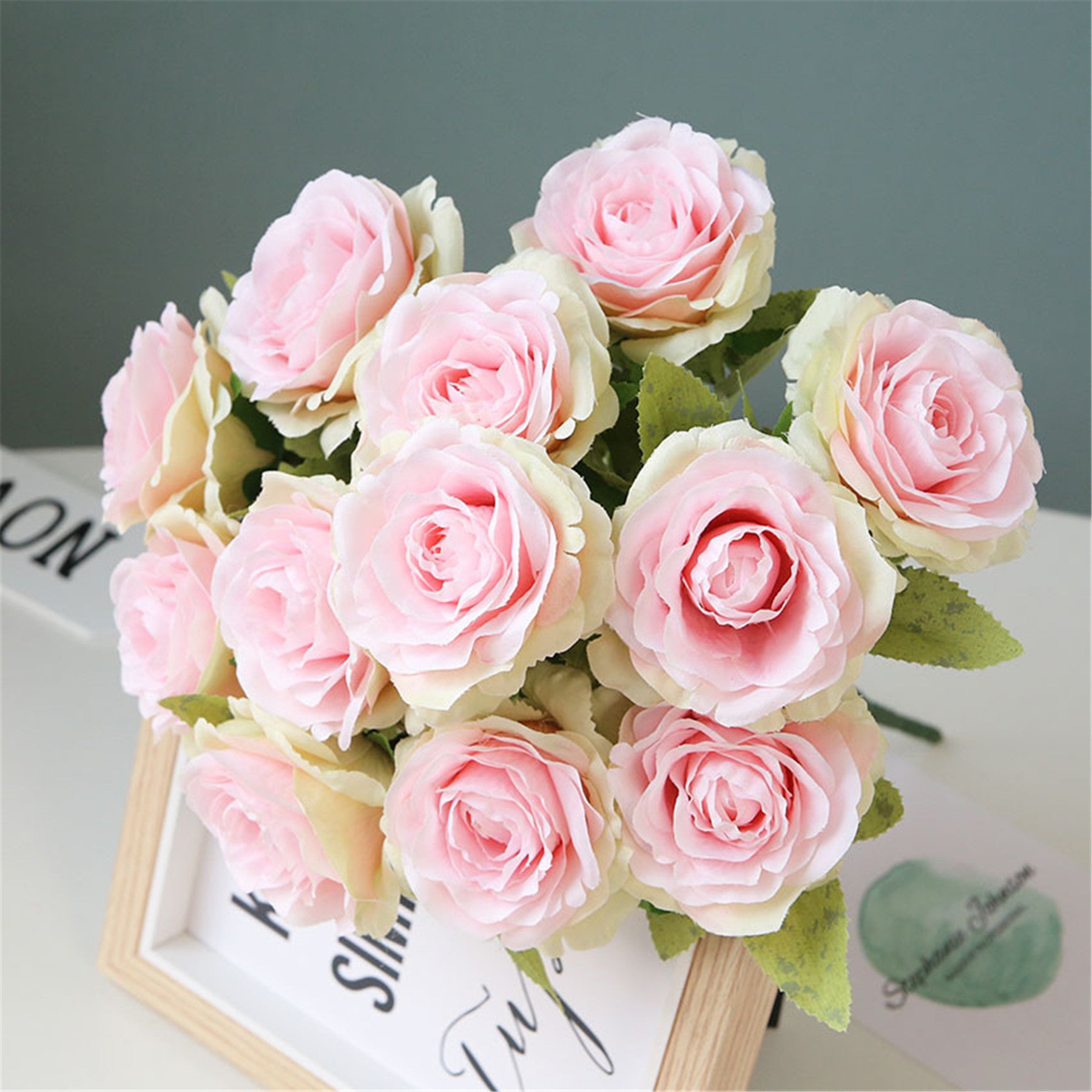 Silk Wedding Flowers Dusty Pink Cream Rose Bunches