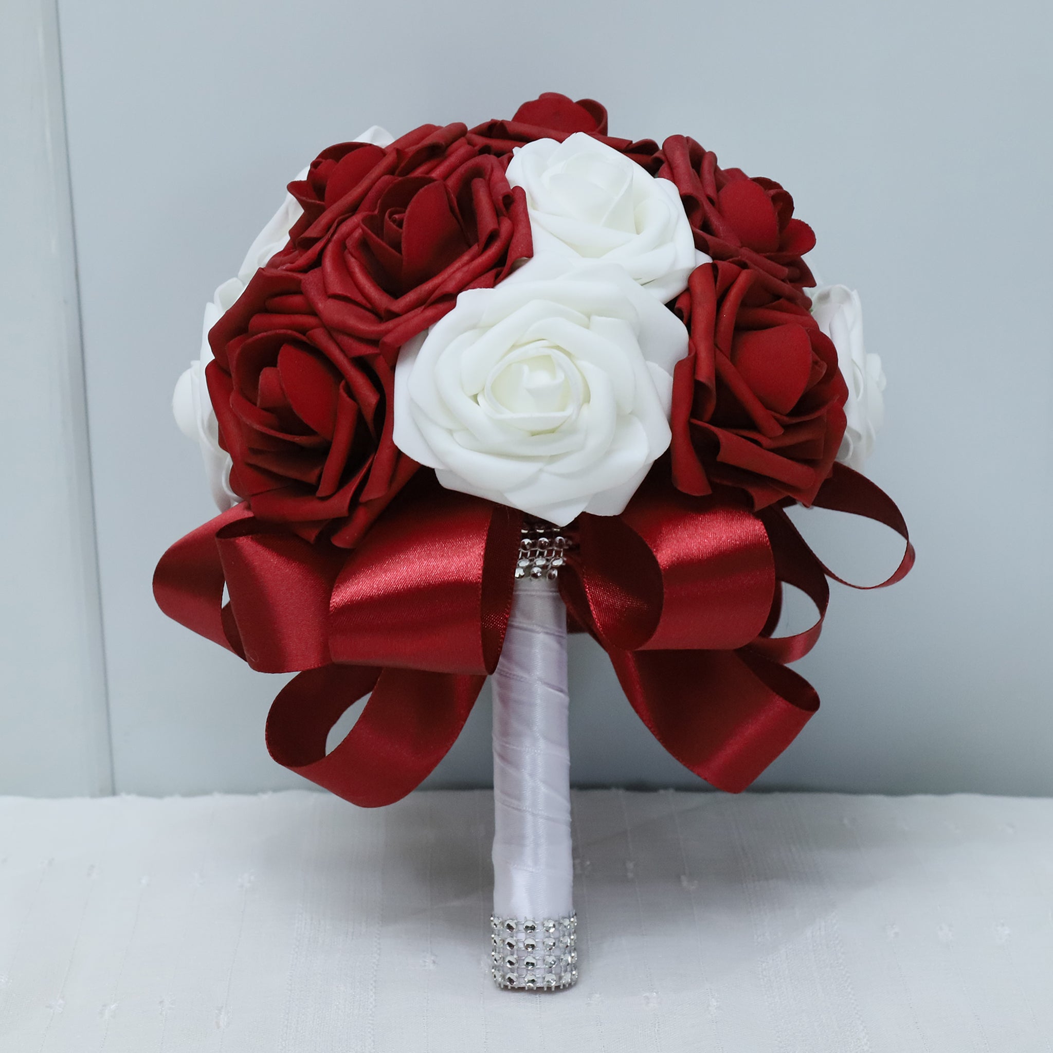 Dark Red White Black Roses Artificial Flower Bouquet