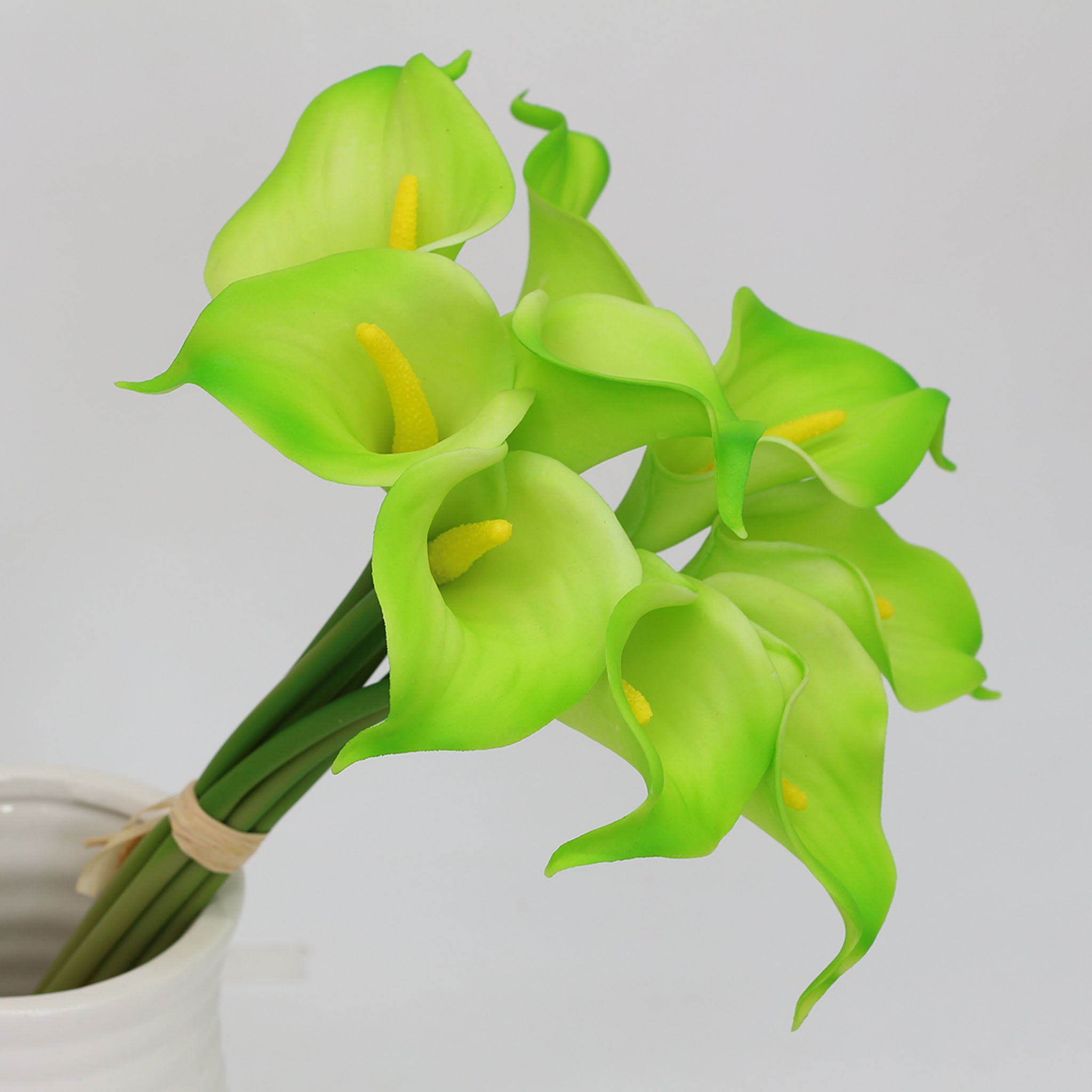 Lime Green Calla Lily Bouquet Real Touch Flowers for Corsages DIY