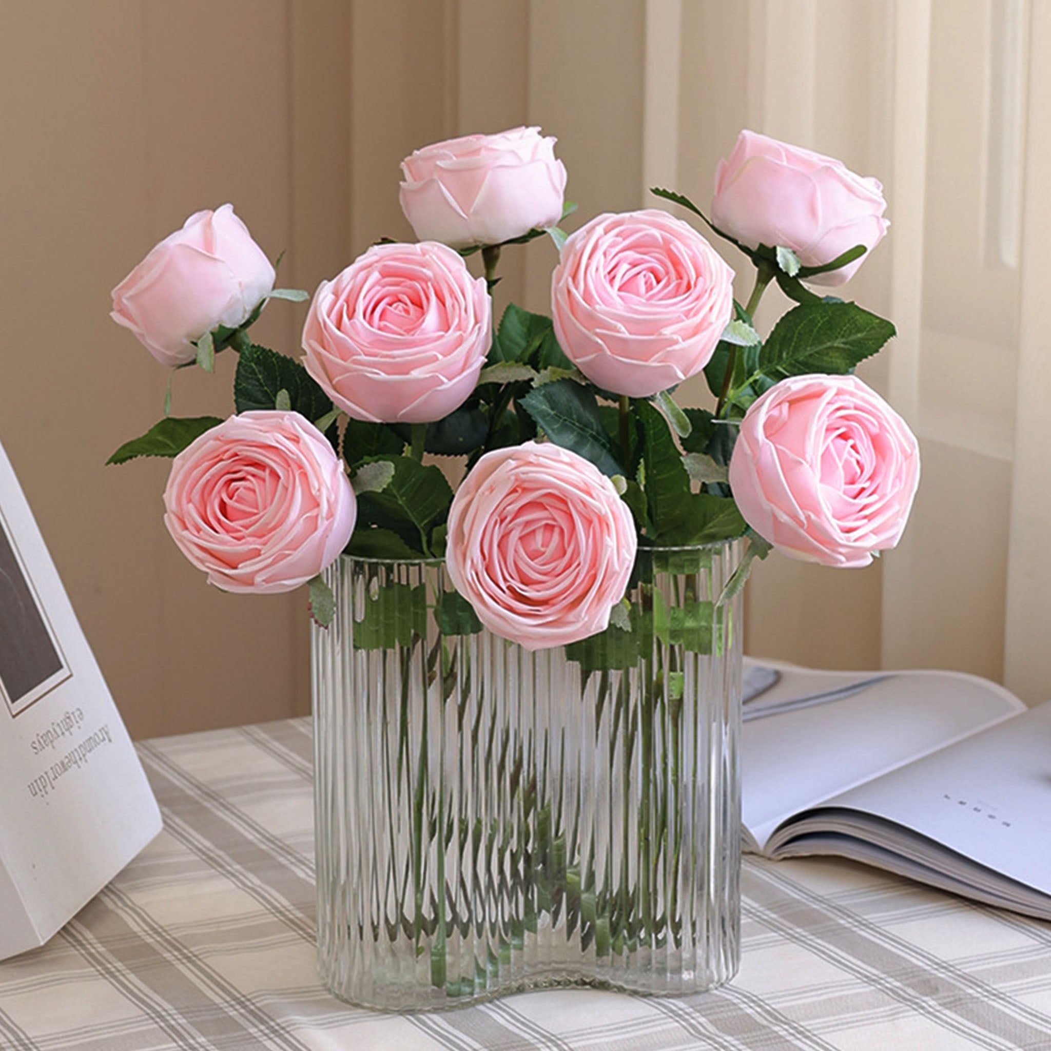 Realistic Artificial English Cabbage Rose 17 inch Tall