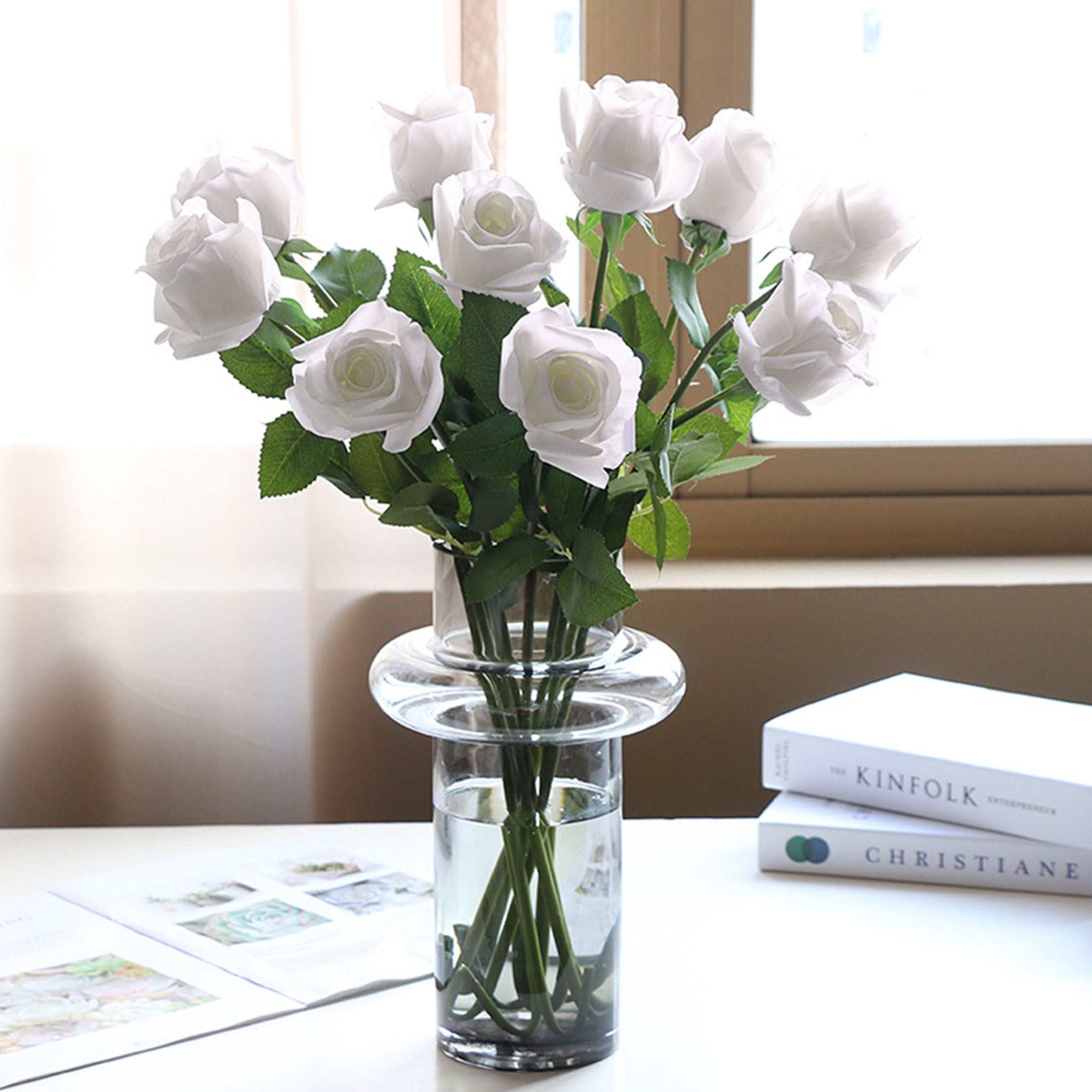 Realistic Flowers Real Touch Half Open Roses 22"