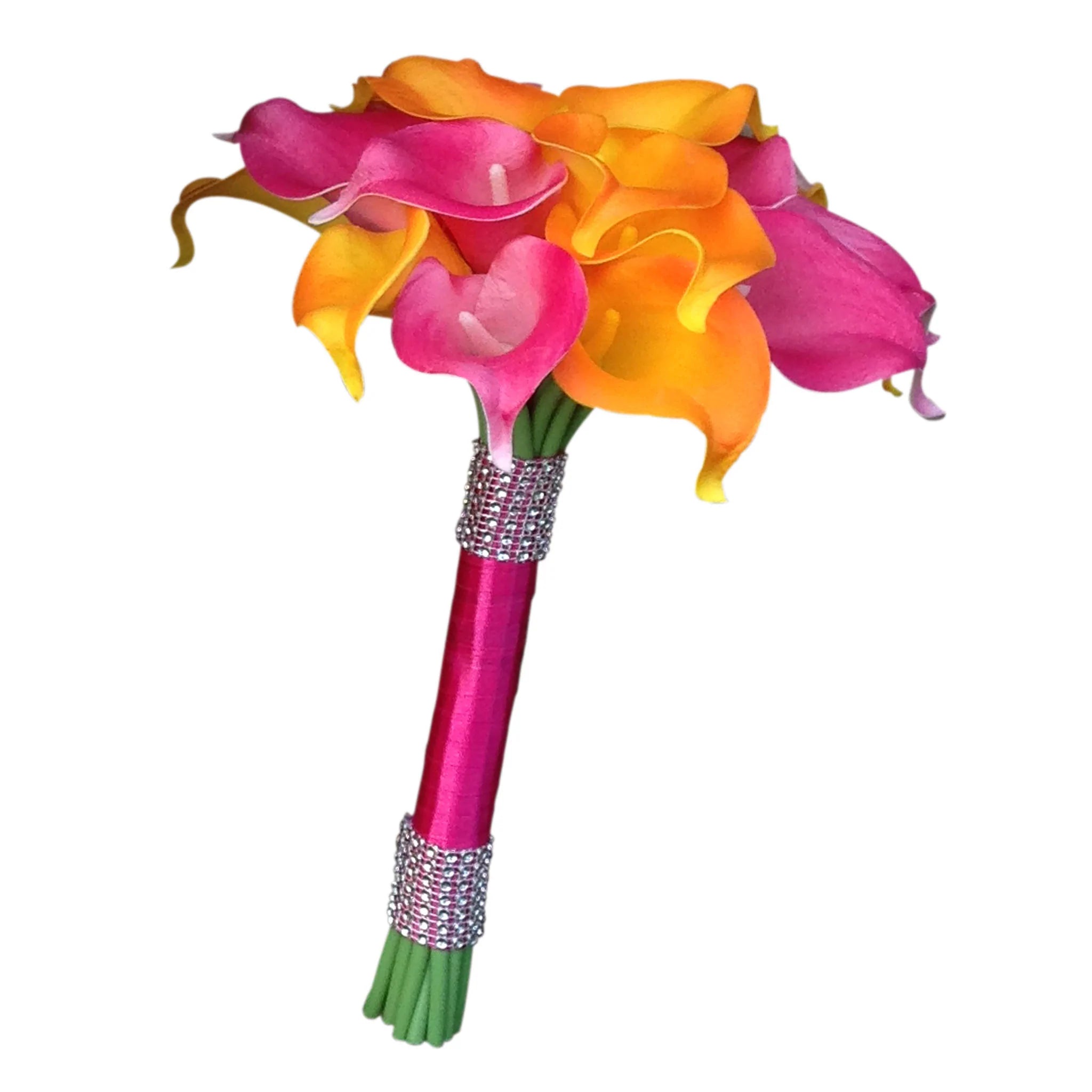 Bridesmaid Calla Lily Bouquet Orange Fuchsia White