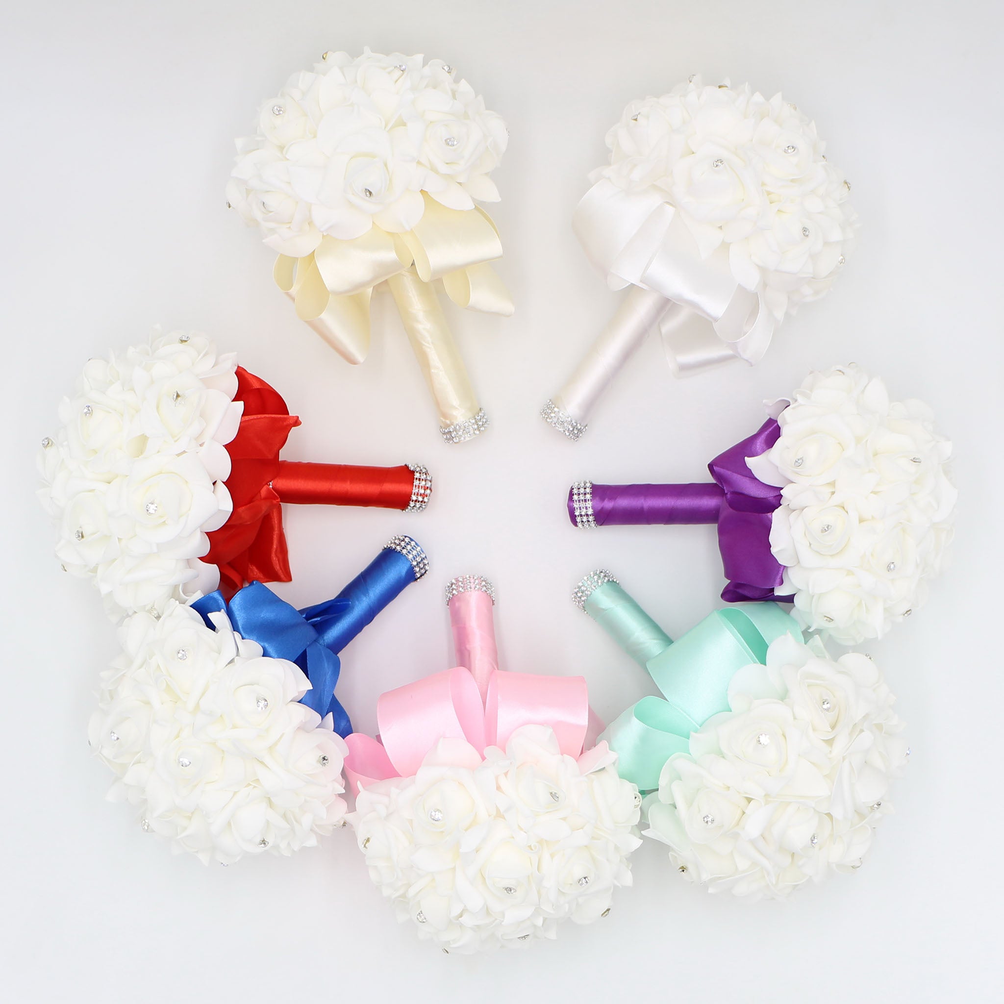 Small Bouquet for Bridesmaids Flower Girl Artificial White Flower Bouquet