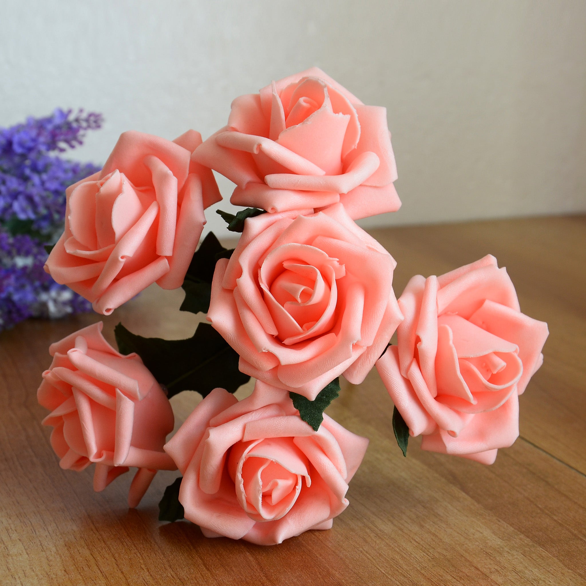 Peach Pink Wedding Flowers Fake Roses for Bridal Bouquets