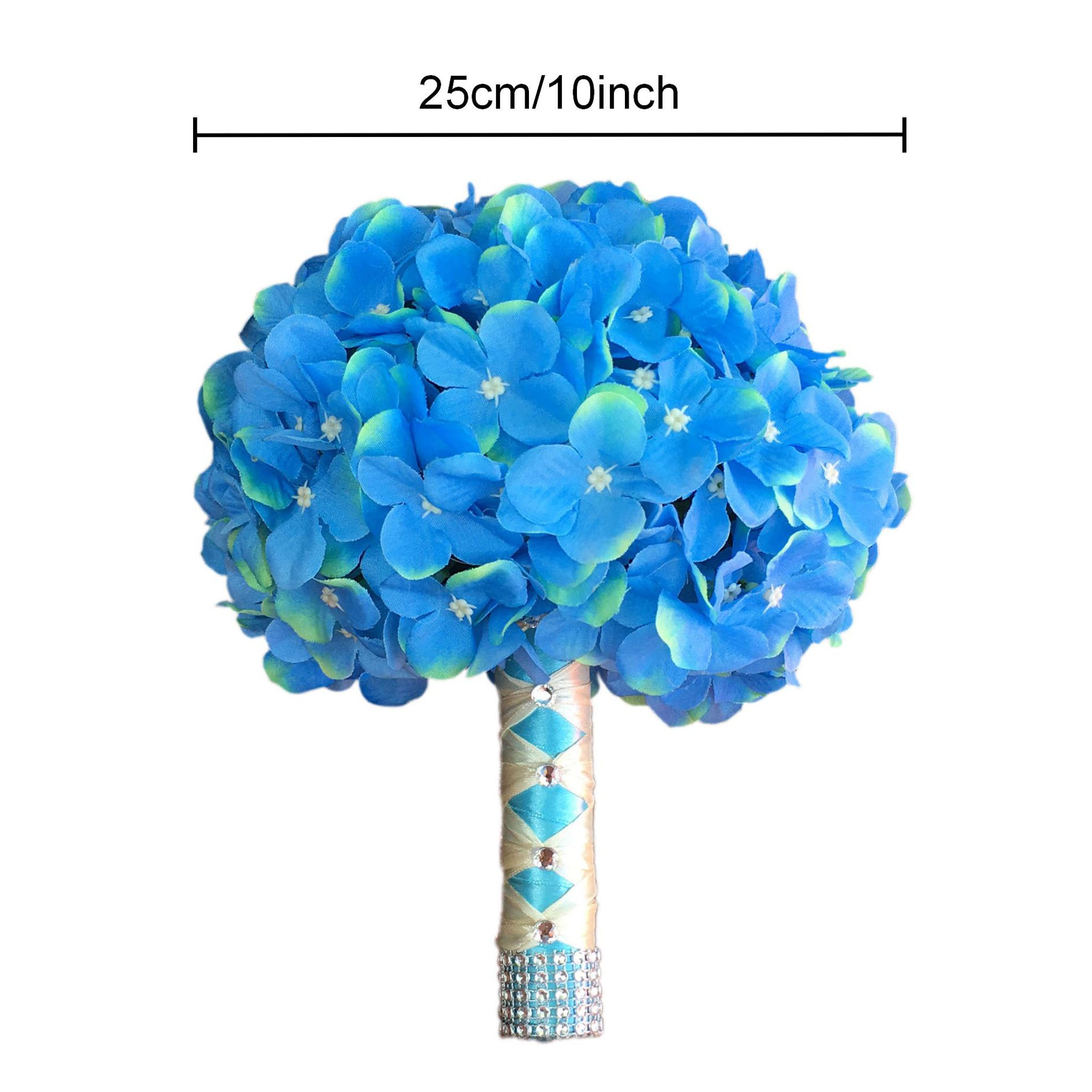 Wedding Bouquet Blue Hydrangea Fake Flower Bouquet Boutineer