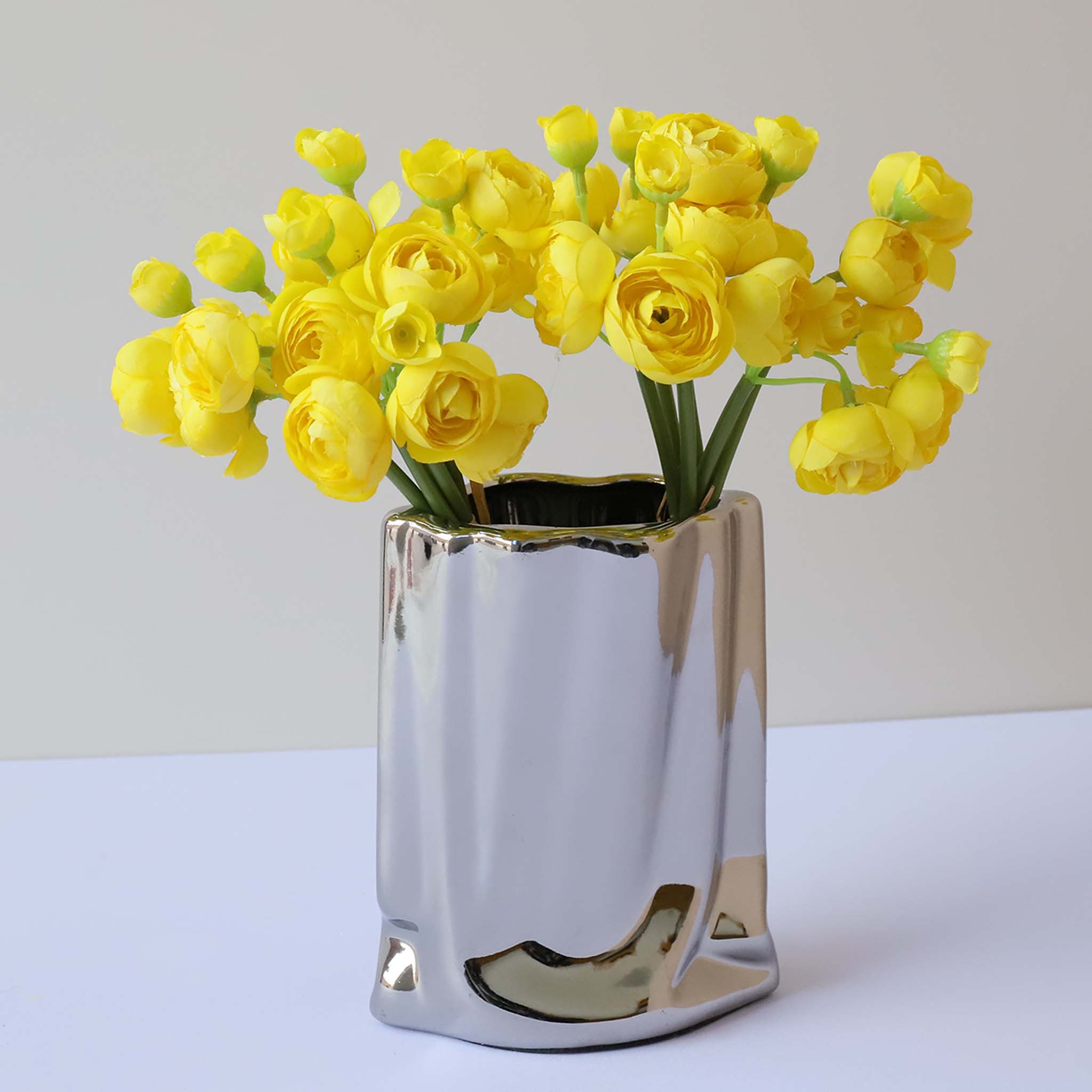 Yellow Ranunculus Silk Artificial Flower Bush