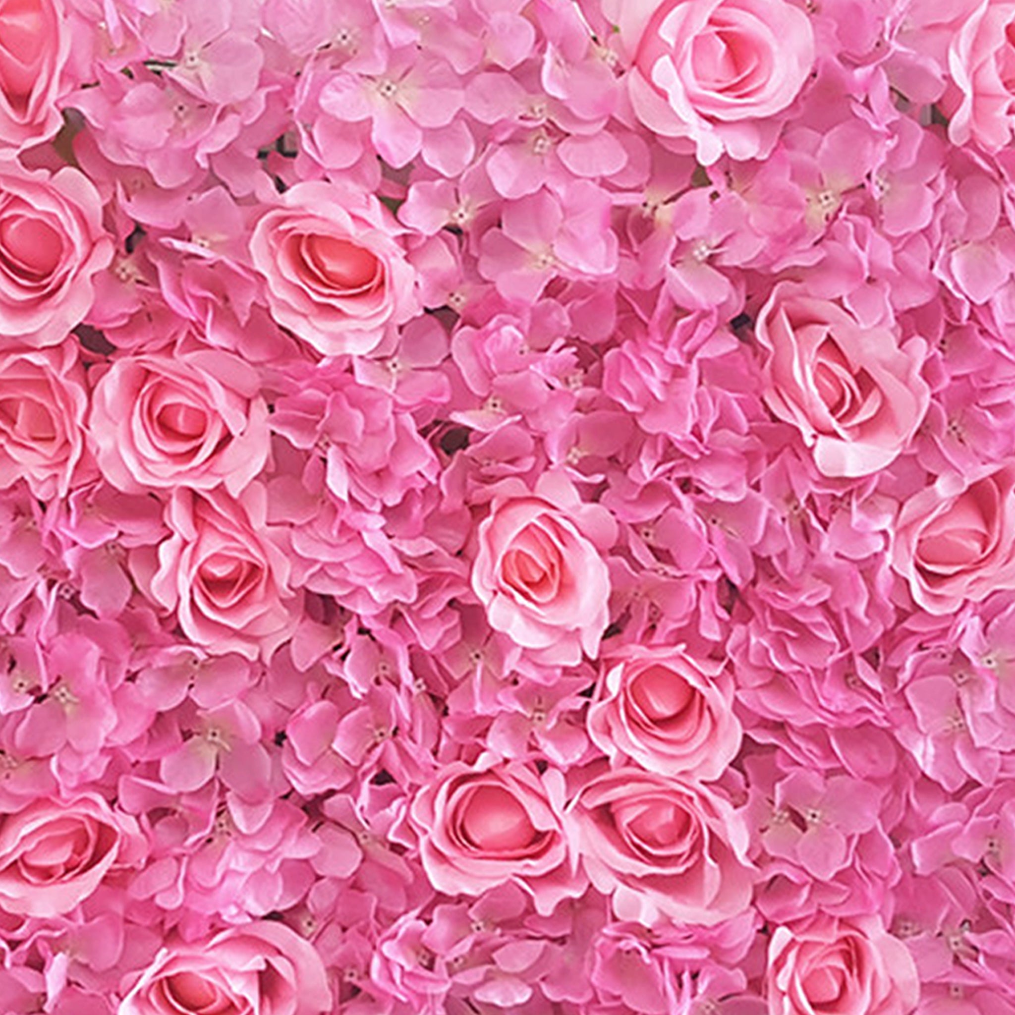 Atificial Flower Wall Pink Silk Rose Hydrangea Floral Heart Table Background