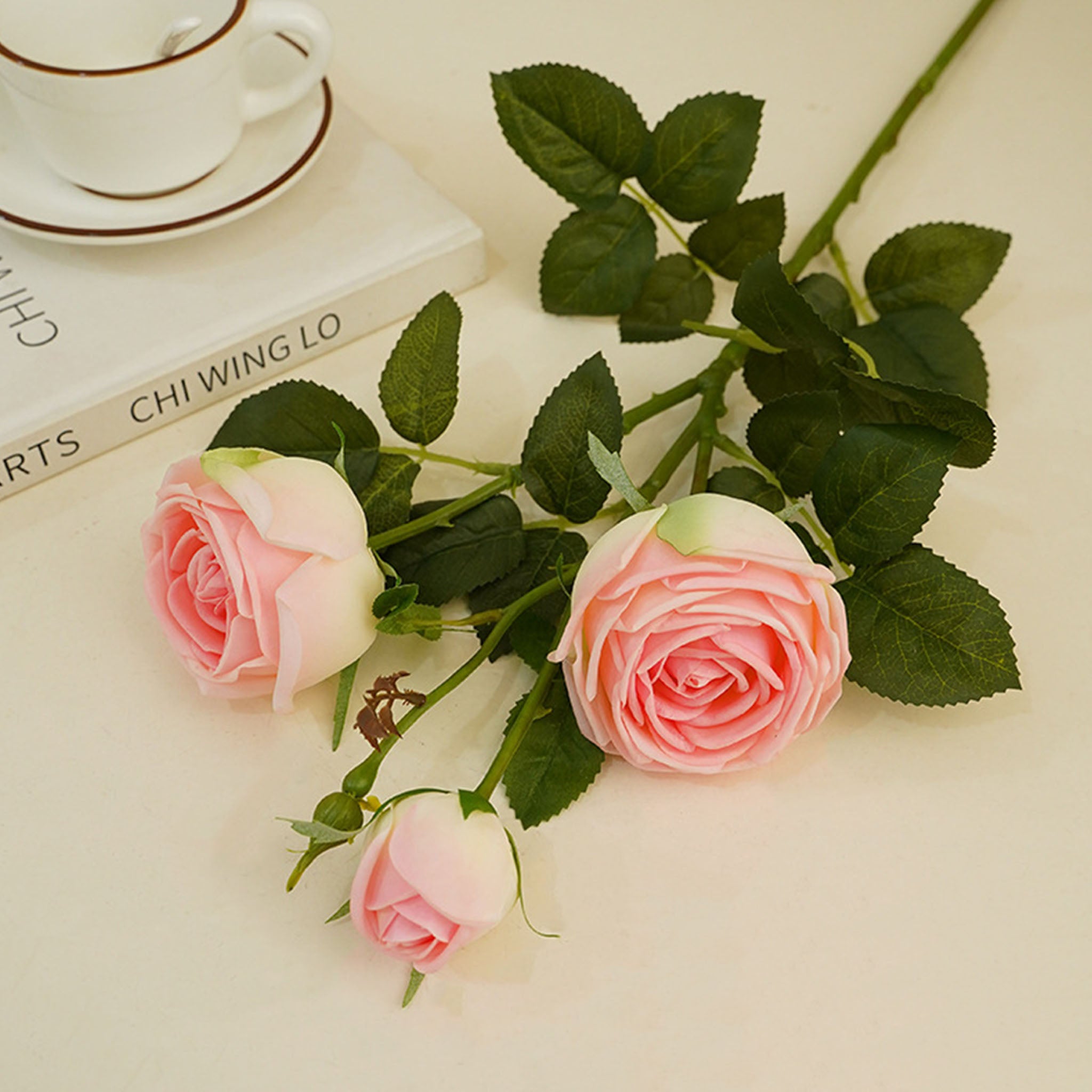 Real Touch Cabbage Roses Realistic Spray Flowers