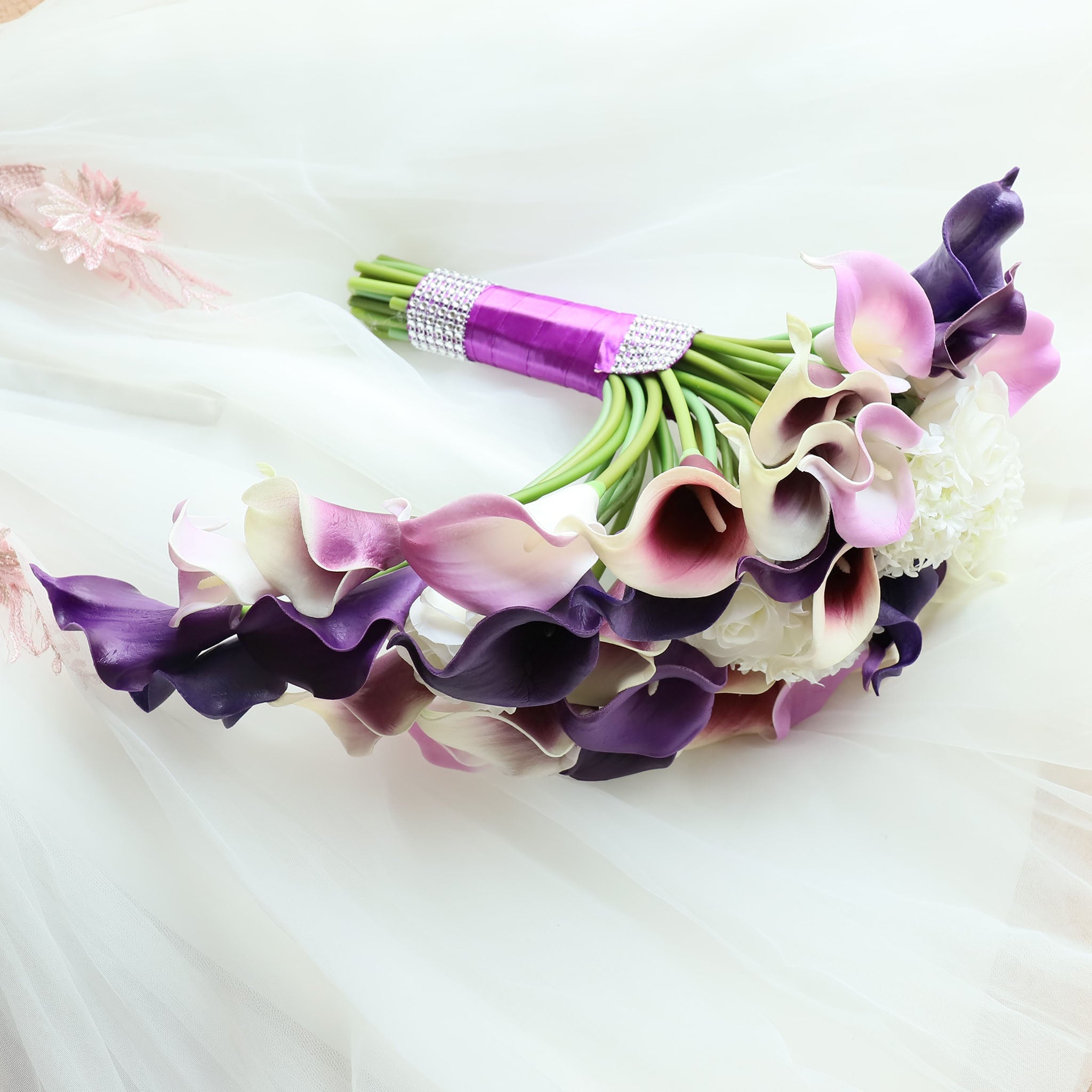 Purple Calla Lily Cascading Bouquet for Bridal