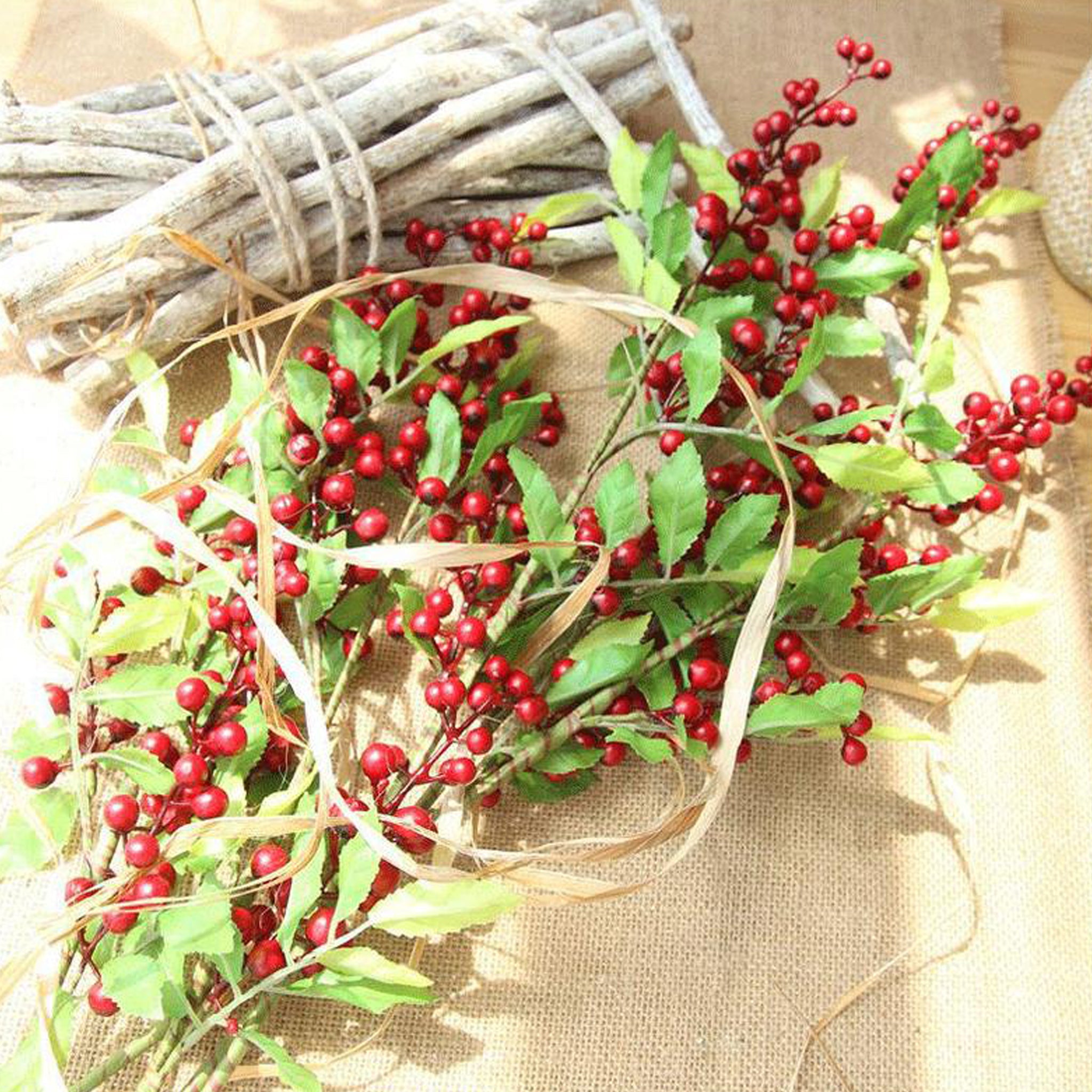Artificial Red Berries Holly Berry Branch Christmas Garland DIY