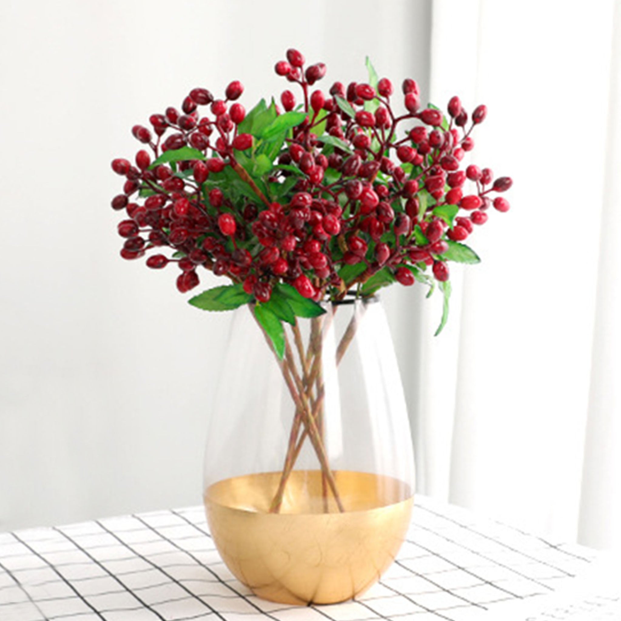 Faux Olive Berry Branch Blueberries with Leaves