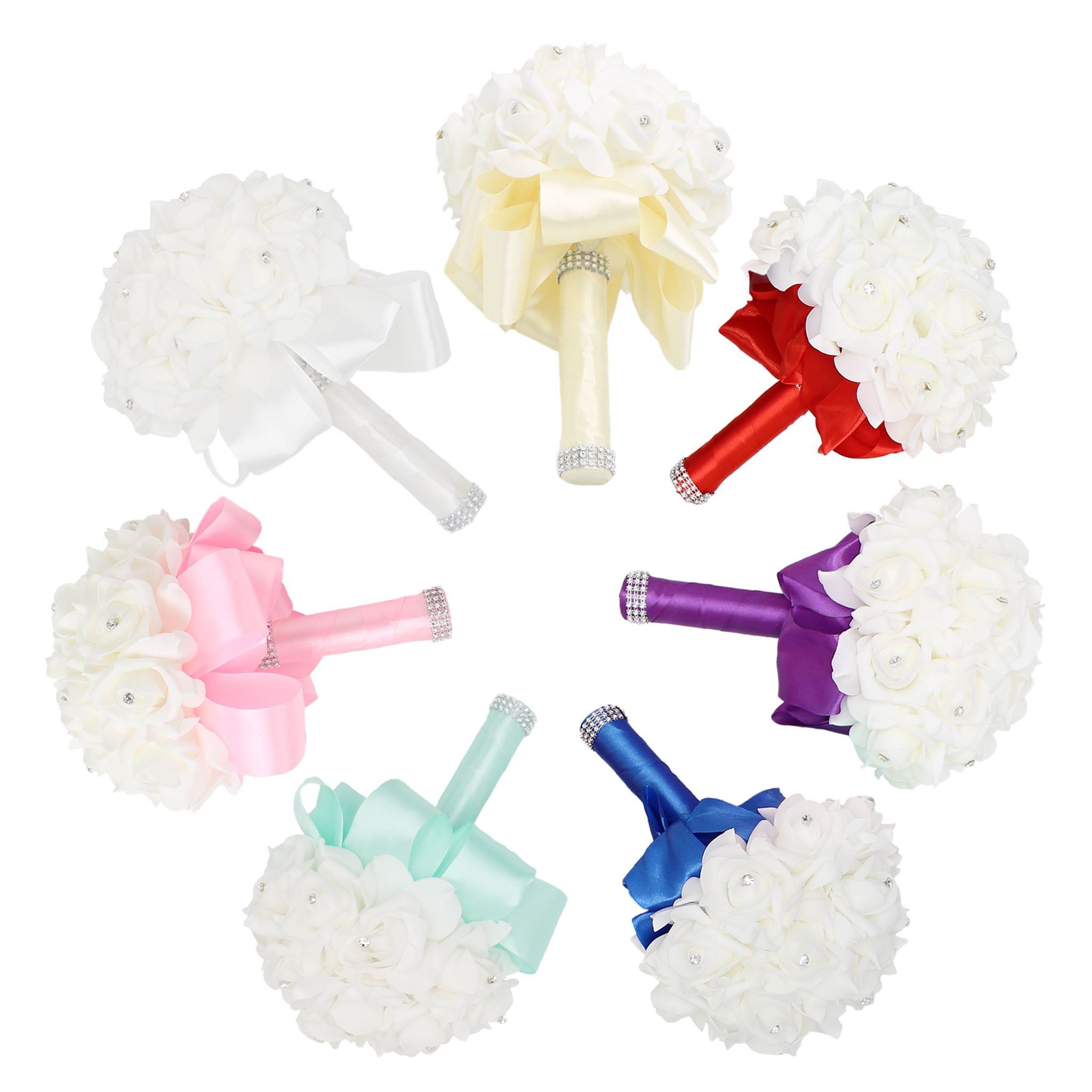 Small Bouquet for Bridesmaids Flower Girl Artificial White Flower Bouquet