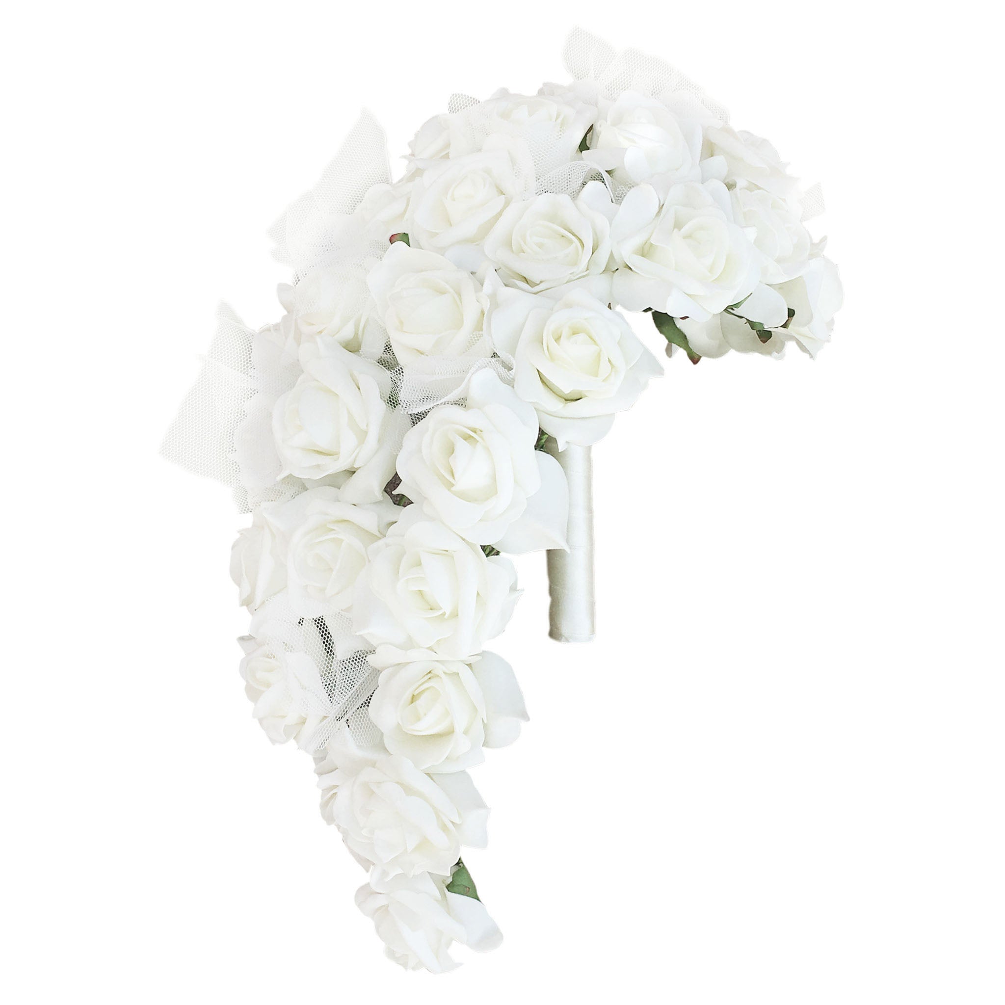 Cream White Bouquet of Roses Bridal Bouquet Cascade Wedding Arrangement