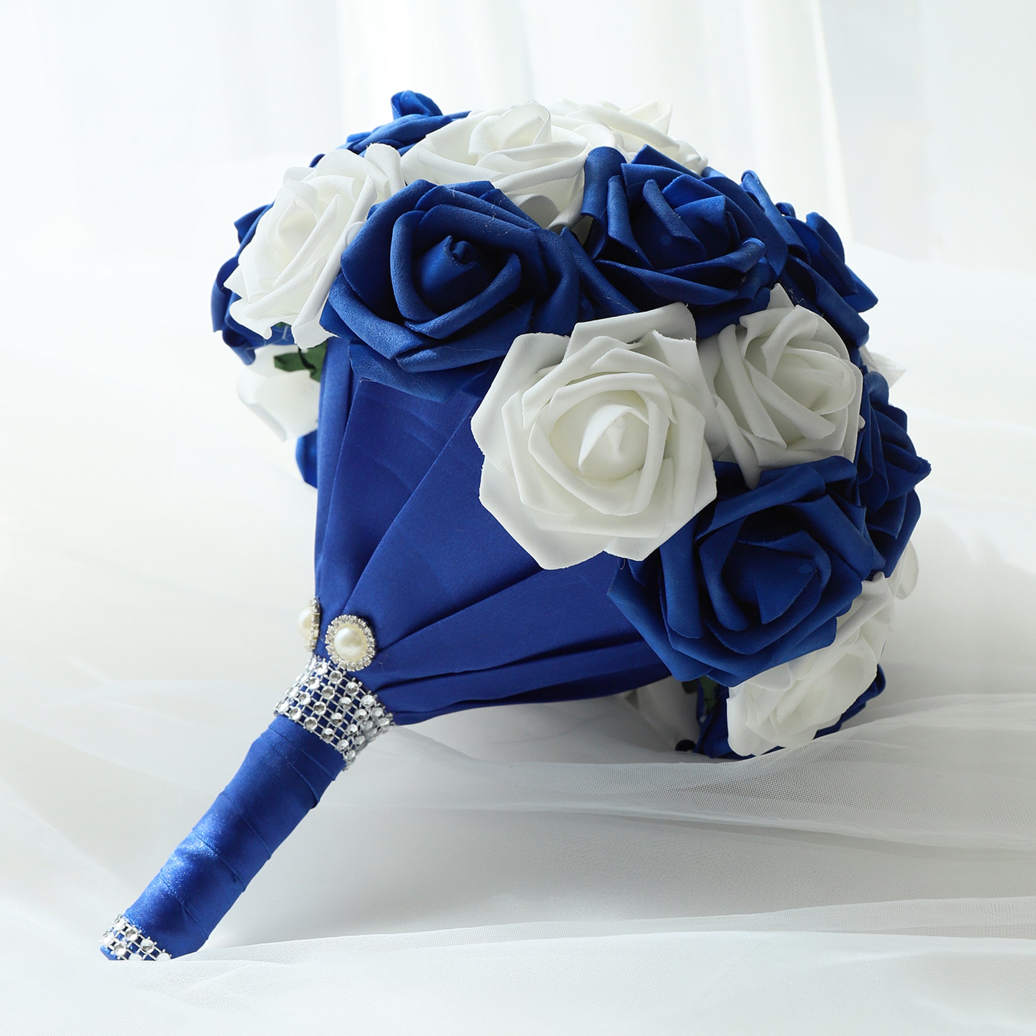 Wedding Bouquets Royal Blue and White Roses