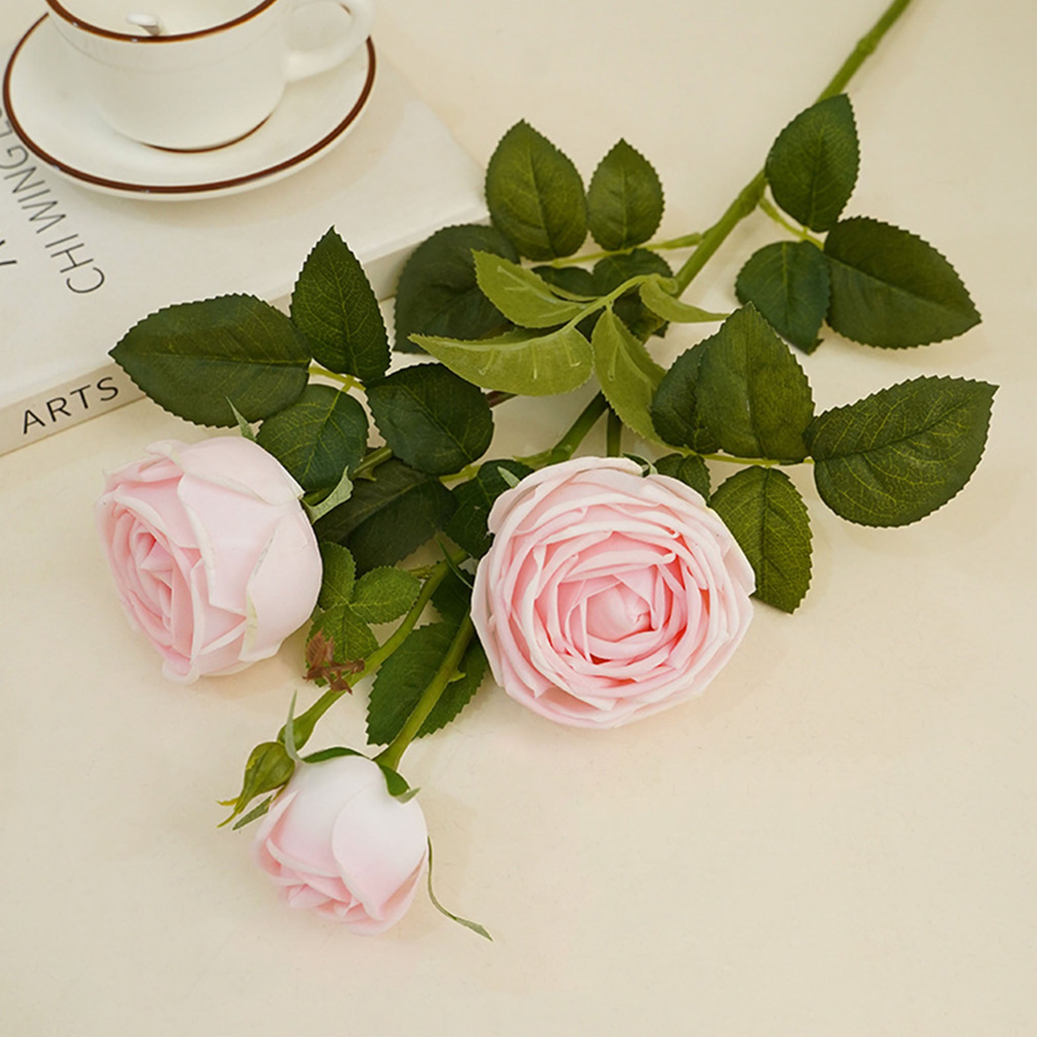 Real Touch Cabbage Roses Realistic Spray Flowers