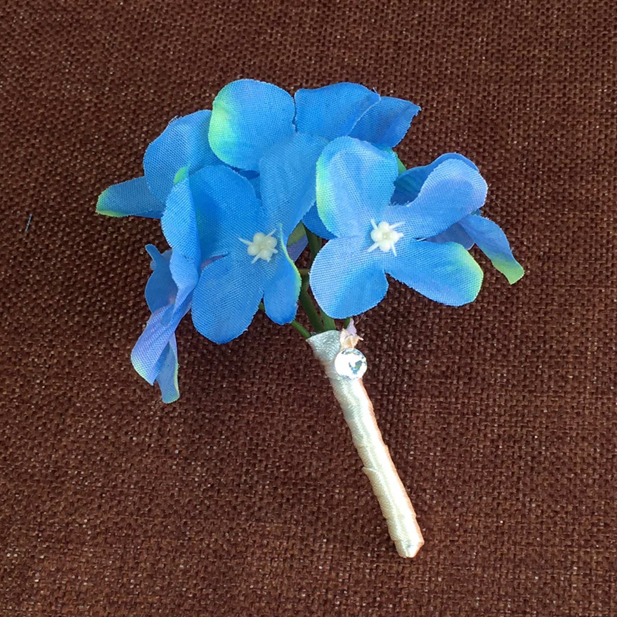 Wedding Bouquet Blue Hydrangea Fake Flower Bouquet Boutineer
