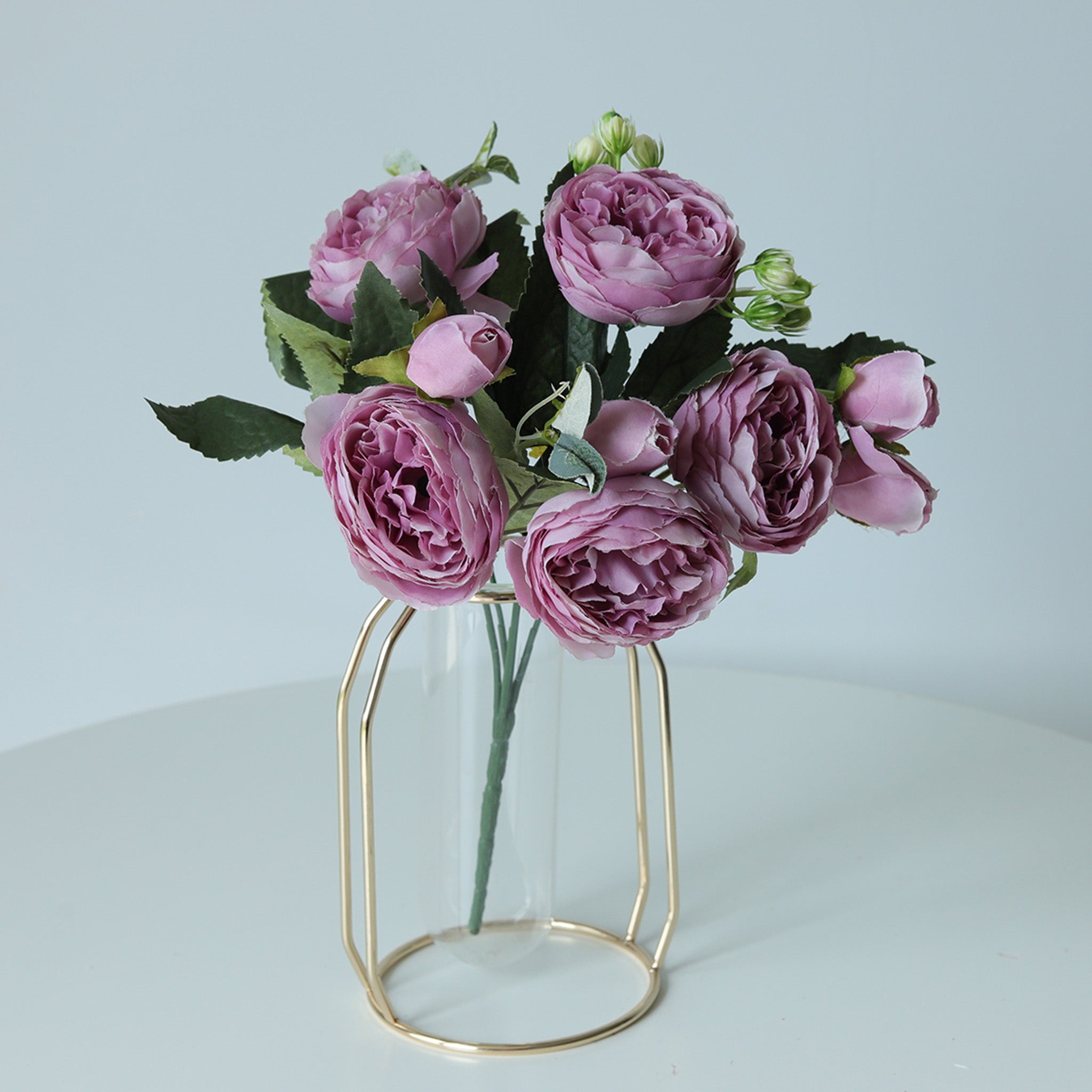 Small Silk Peony Bouquet Fake Flowers Bunches for Wedding