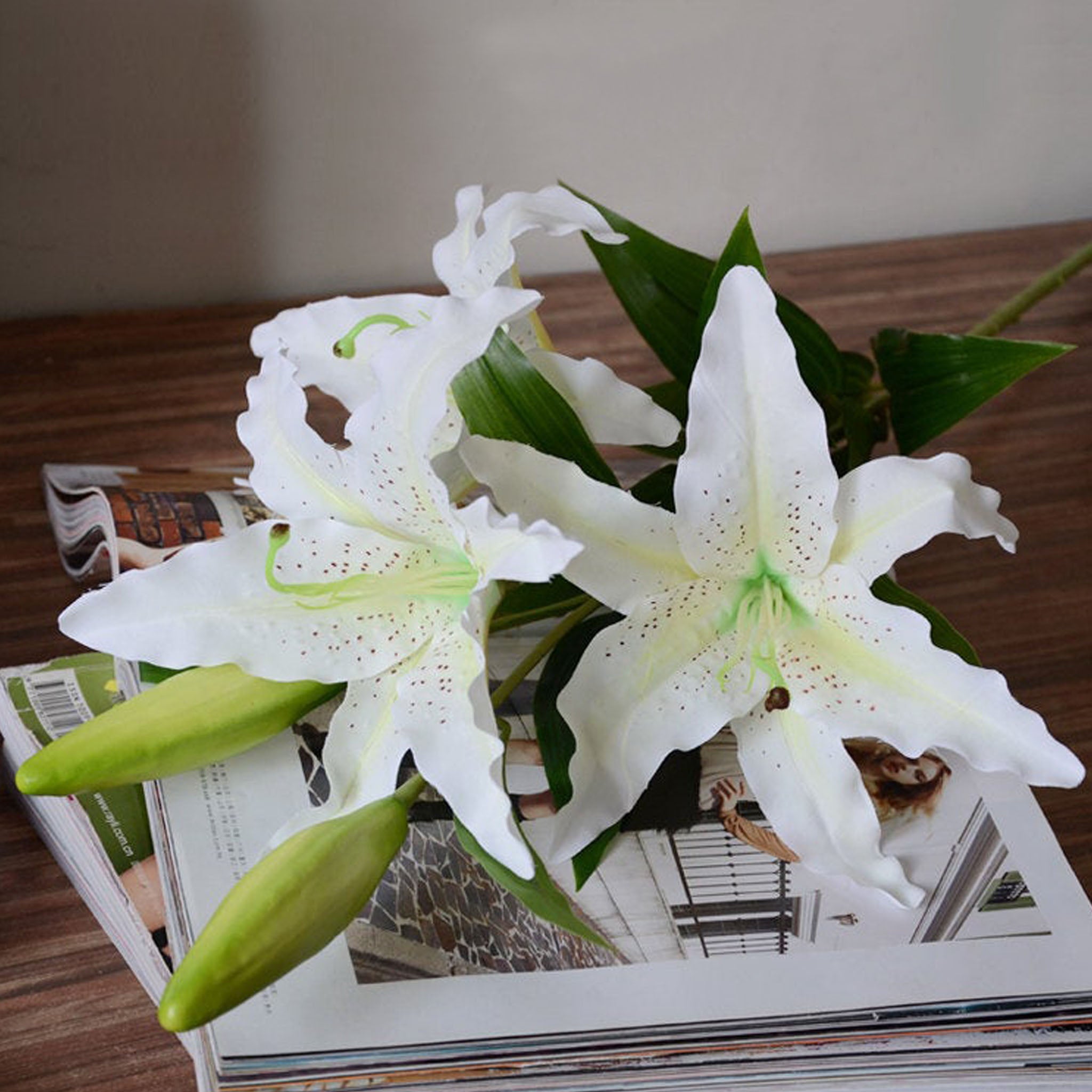 Artificial Flowers Pink White Tiger Lilies for Wedding Bouquet Centerpieces